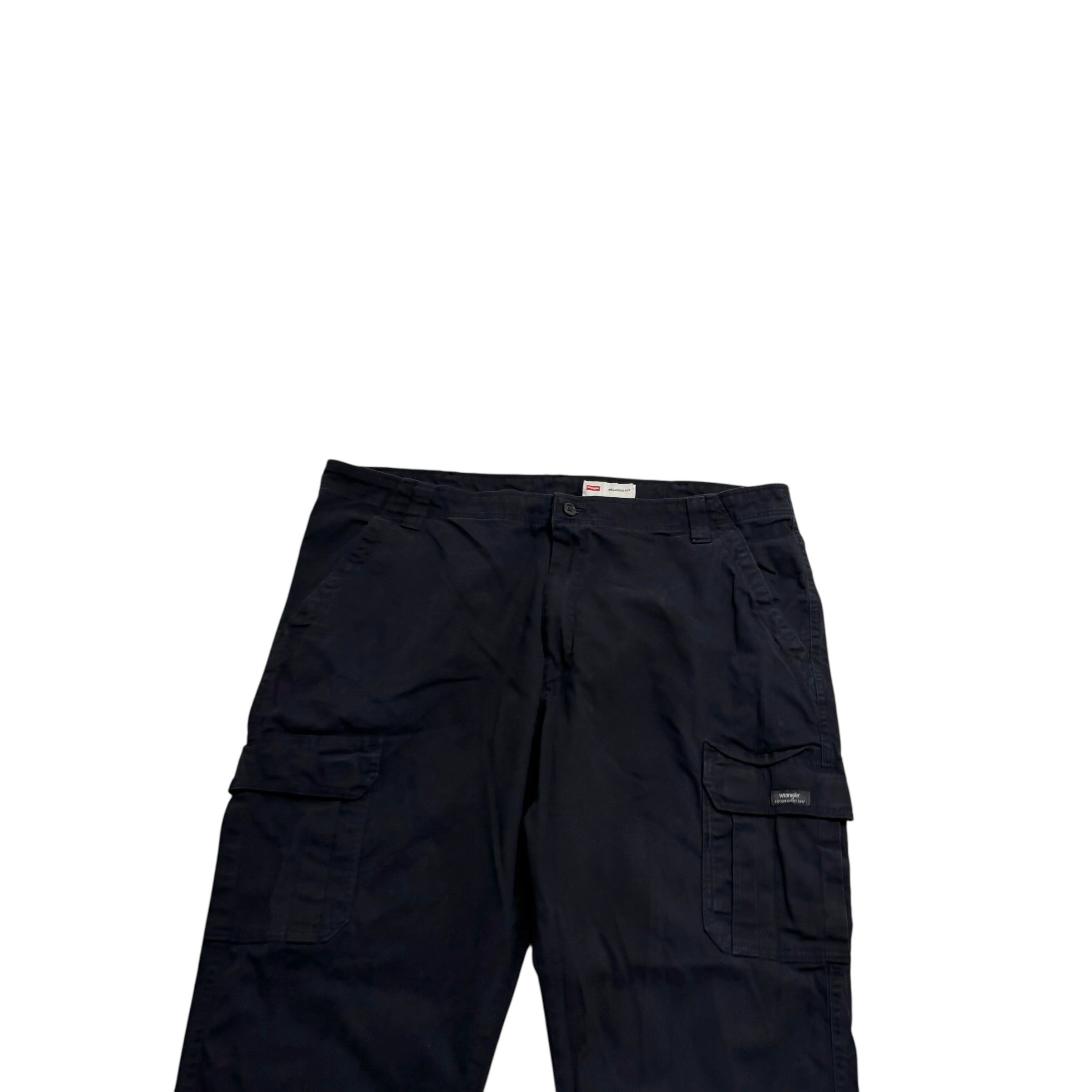 Wrangler Cargo Trousers W42 L30 Mens Black Relaxed Straight Fit Stetch Pants (E)