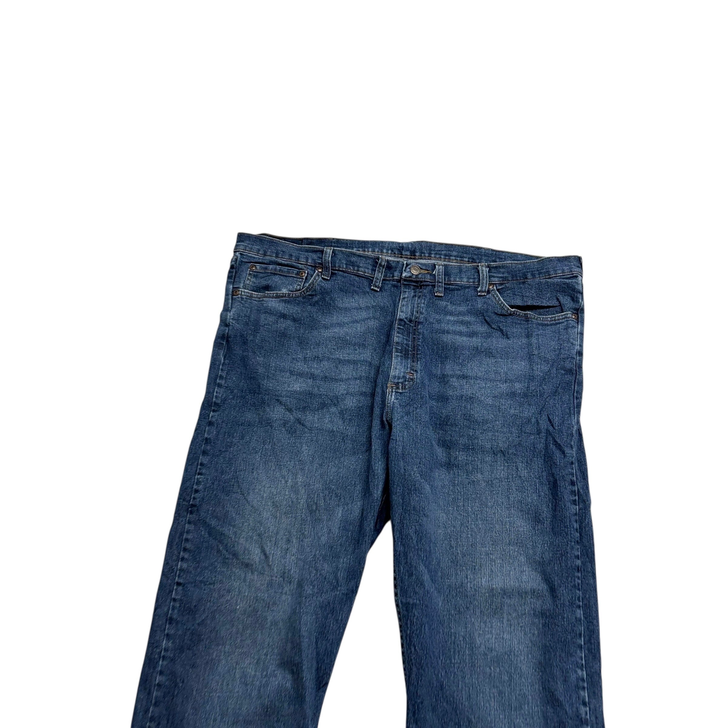 Wrangler Jeans W44 L30 Mens Mid Blue Relaxed Straight Fit Stretch Denim (E)