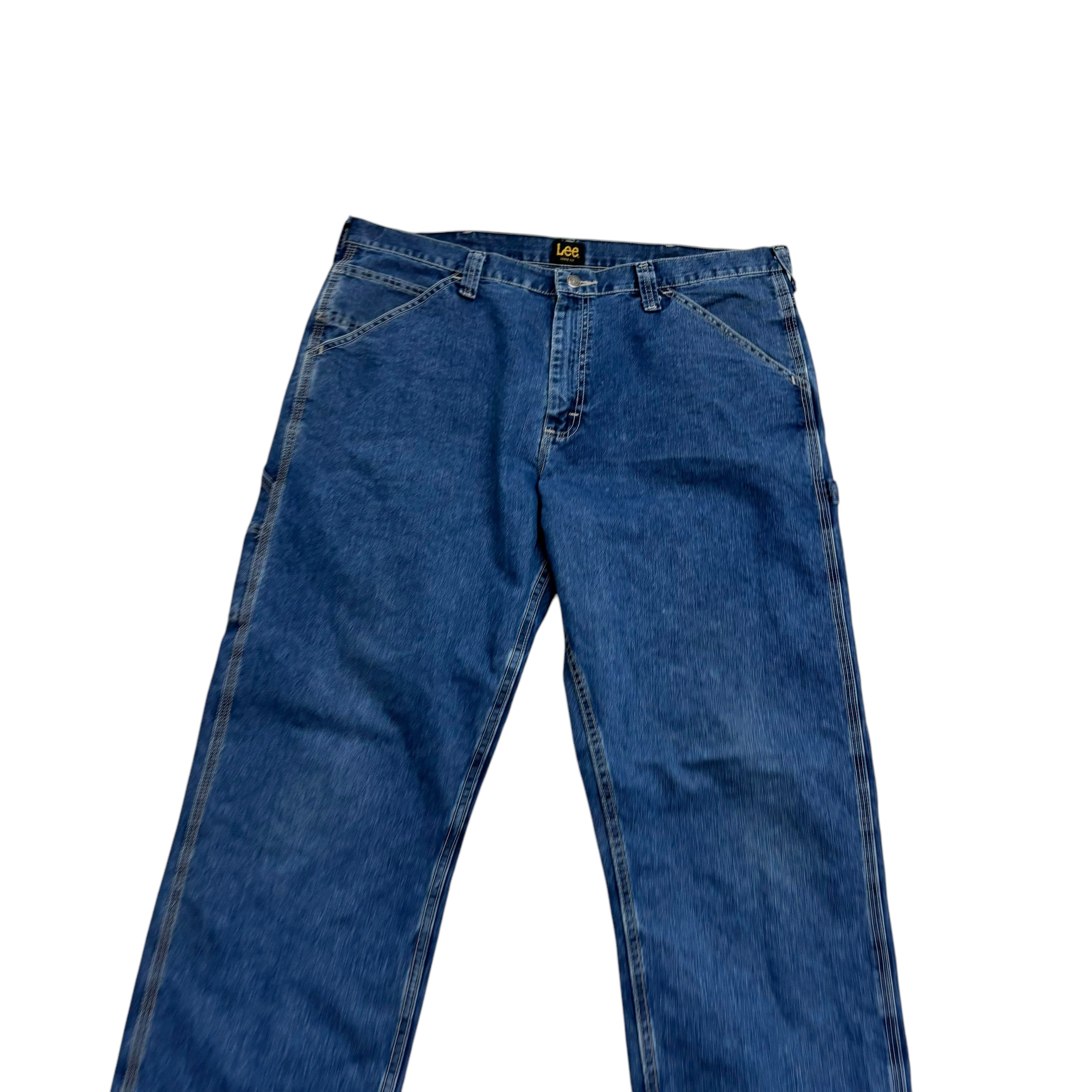 Lee Carpenter Jeans W38 L34 Mens Mid Blue Baggy Relaxed Straight Fit Denim