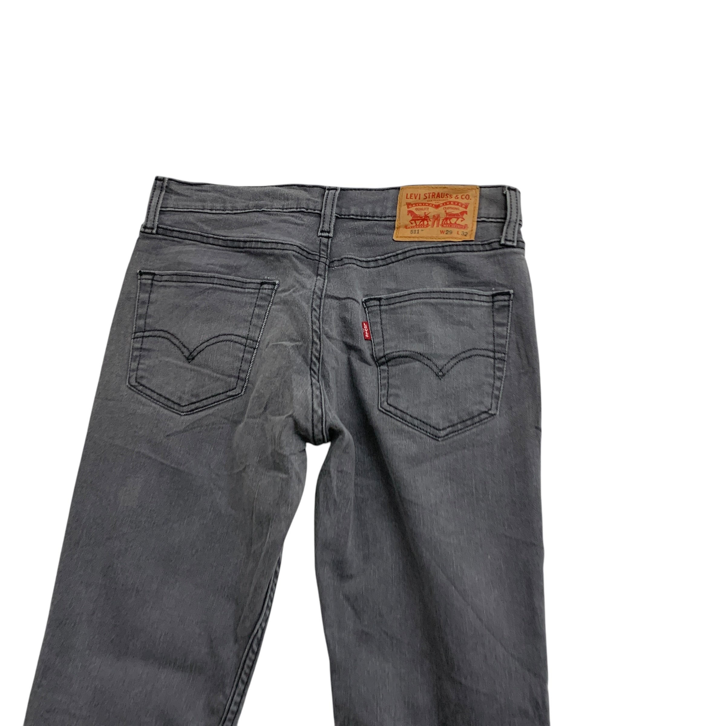 Levis 511 Jeans W29 L31 Mens Grey Slim Straight Fit Stretch Denim