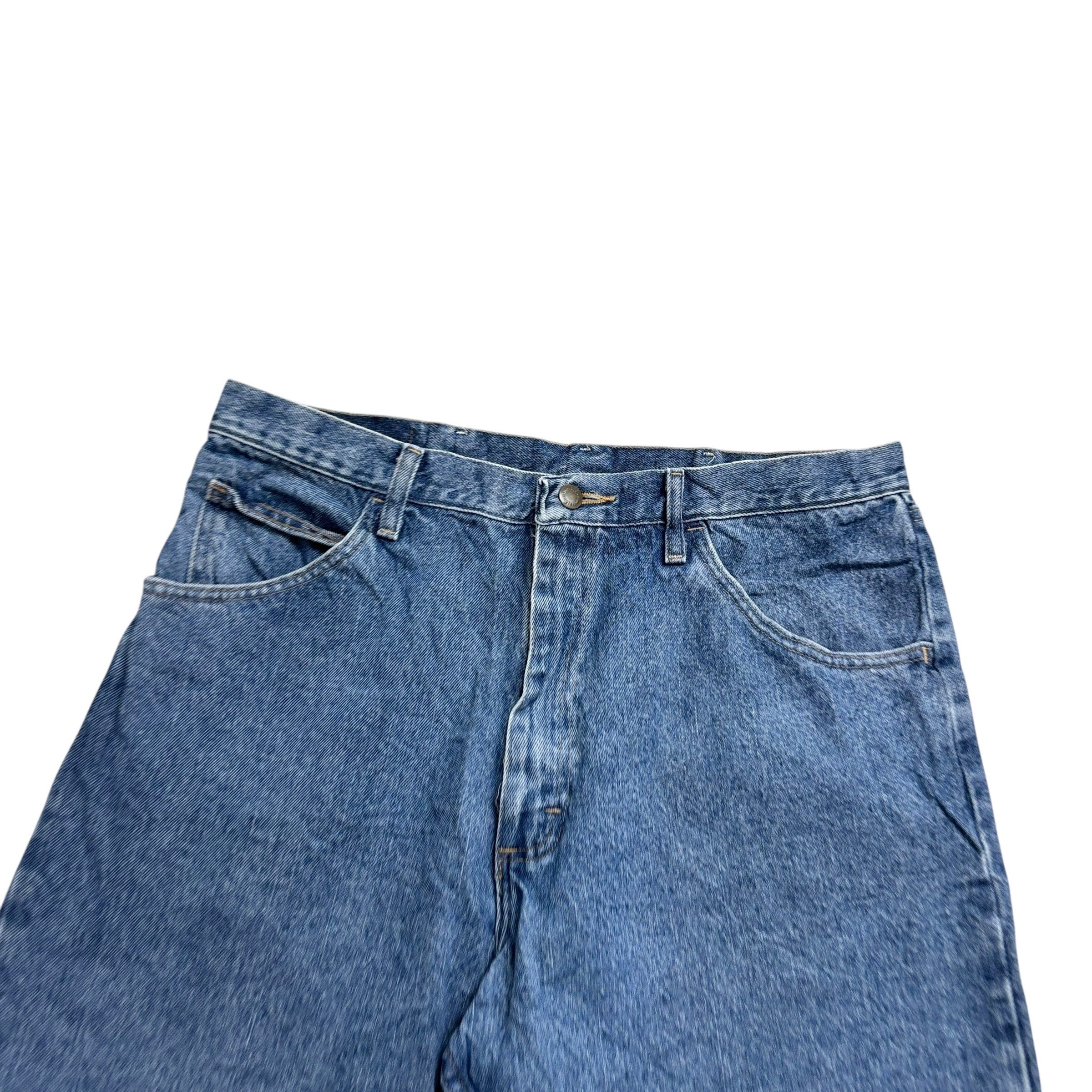 Wrangler Baggy Jorts W34 Mens Denim Shorts Mid Blue Relaxed Fit (E)