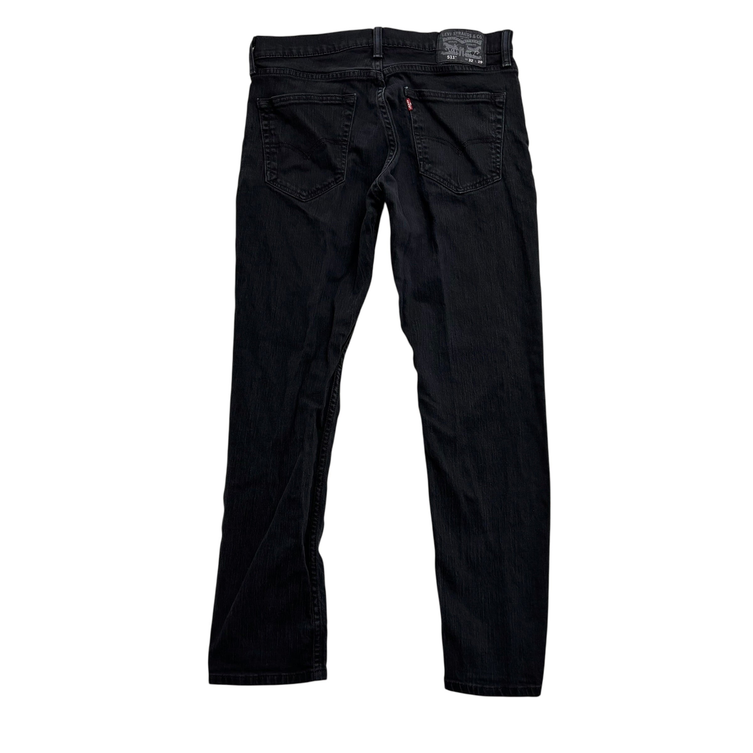 Levis 511 Jeans W32 L29 Mens Black Slim Fit Stretch Denim (E)