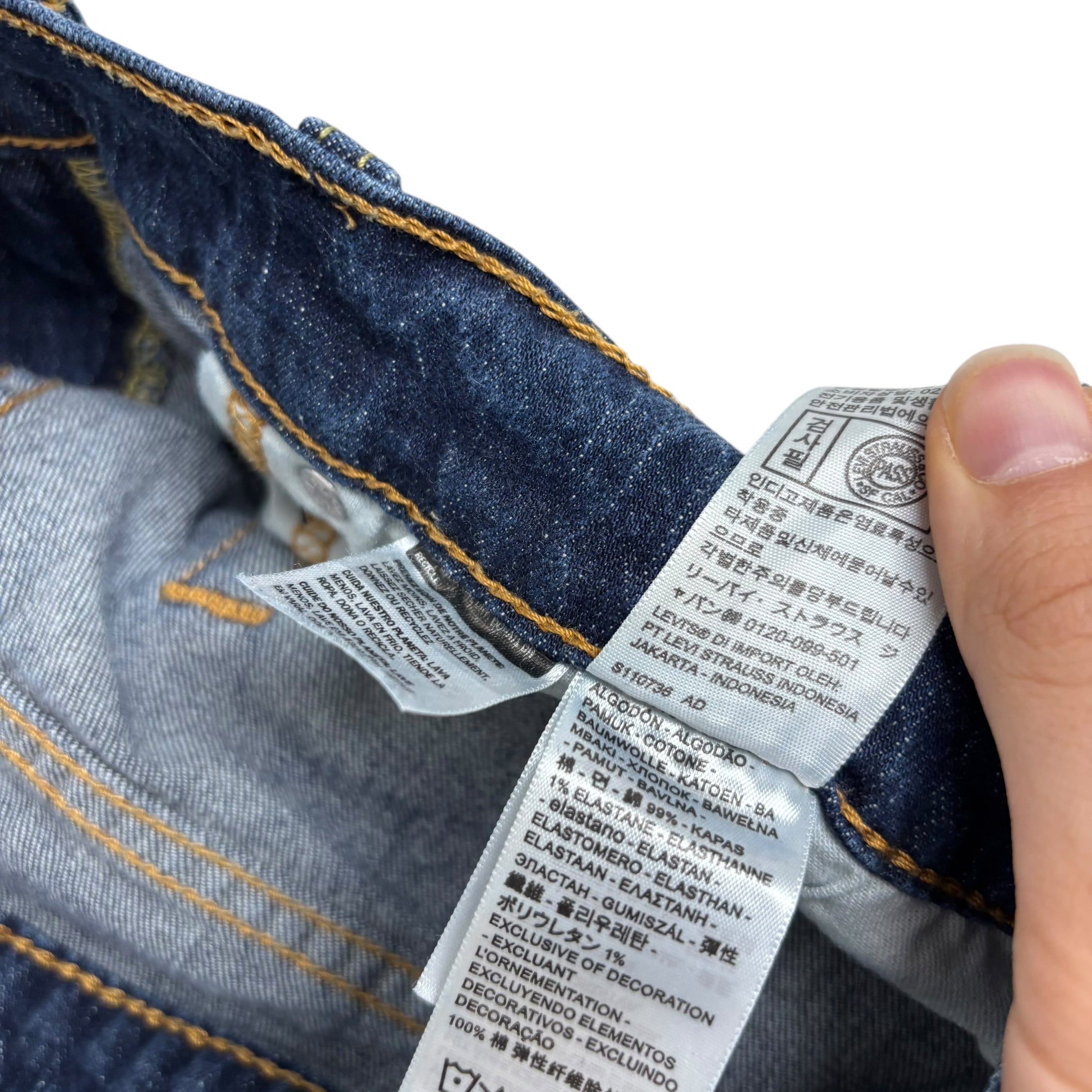 Levis 505 Jeans W36 L32 Mens Dark Blue Regular Straight Fit Stretch Denim (E)