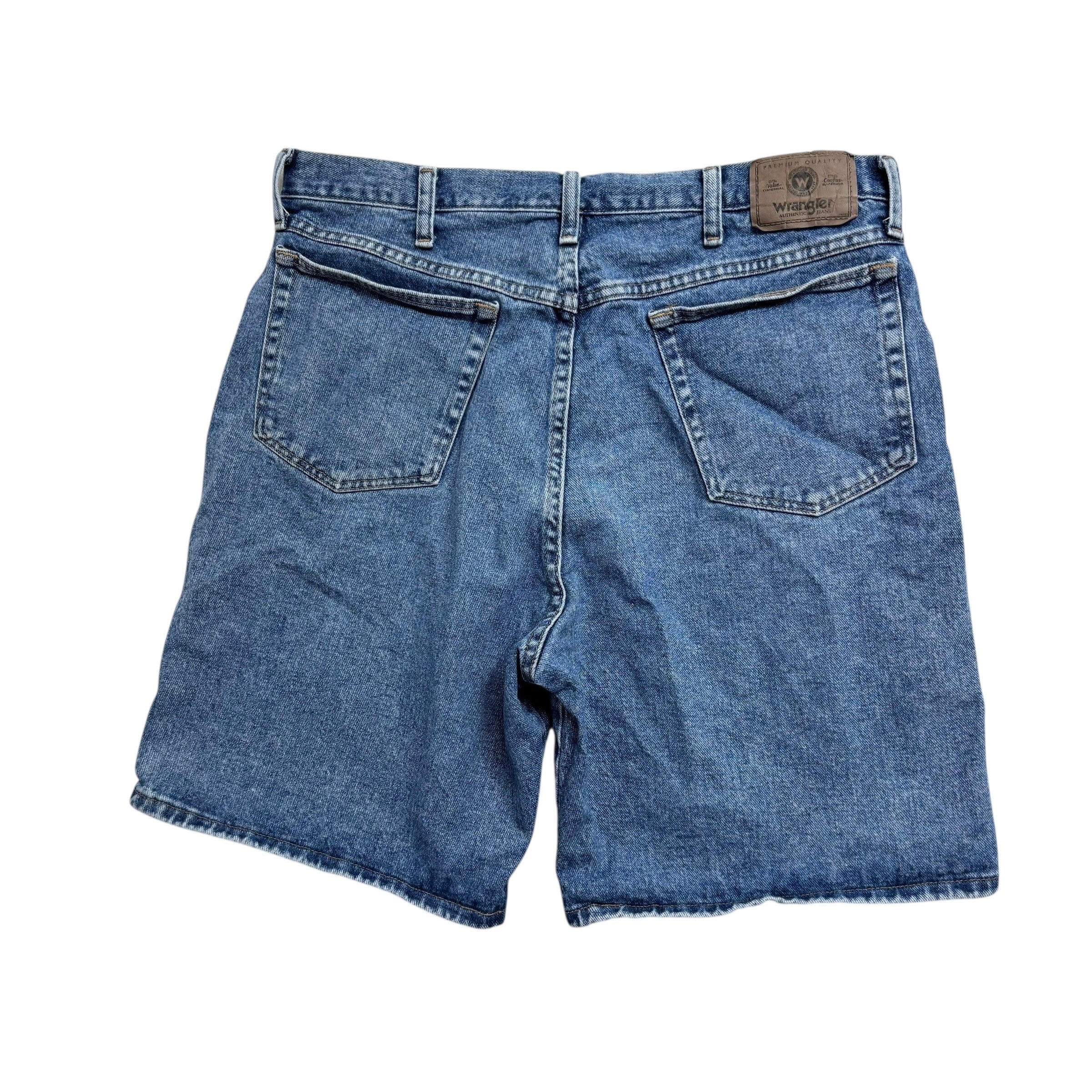 Vintage Wrangler Baggy Jorts W34 Mens Denim Shorts Mid Blue Relaxed Fit (F)