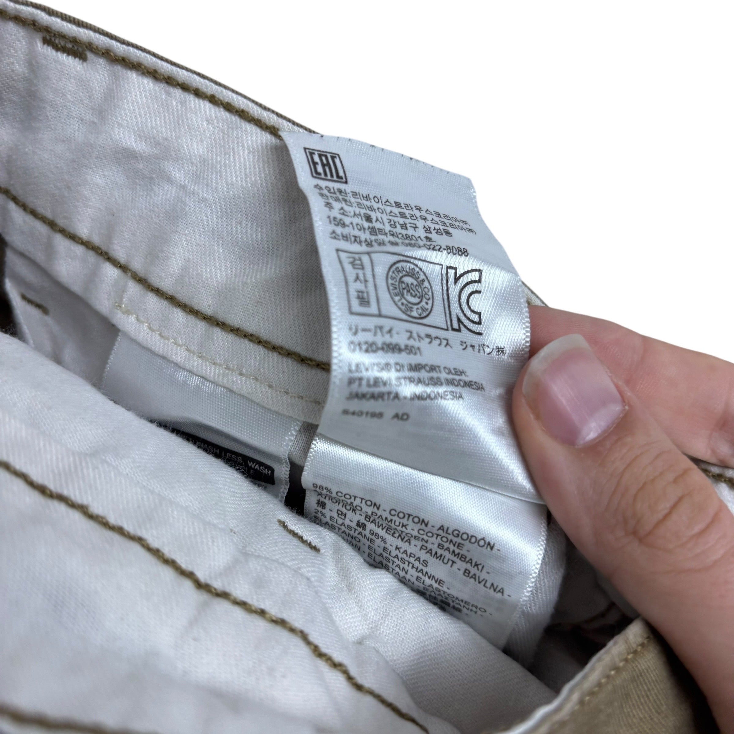 Levis Chino Trousers W36 L31 Mens Olive Green Regular Tapered Stretch