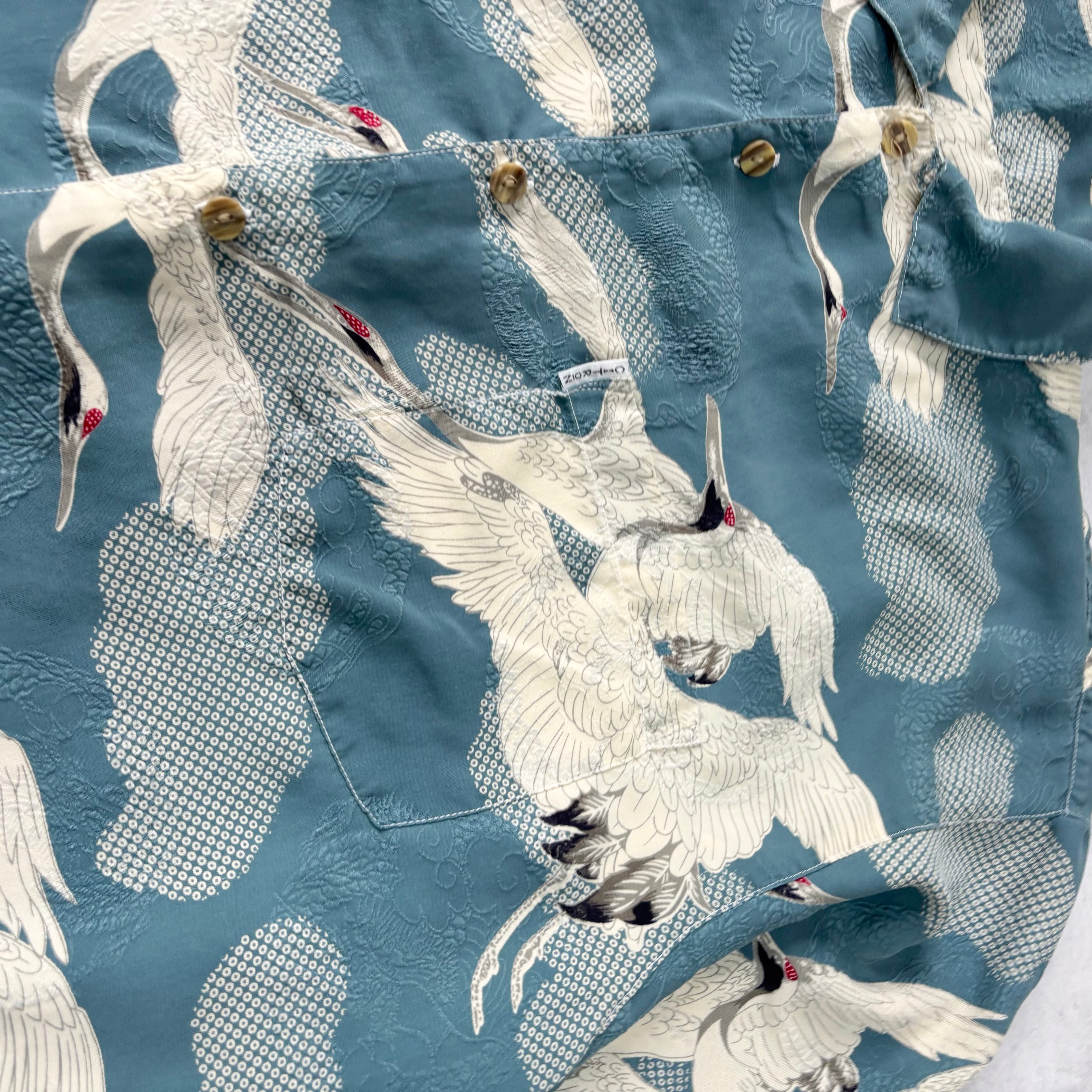 Vintage Hawaiian Shirt Mens Large Blue Floral Aloha Short Sleeve (E)