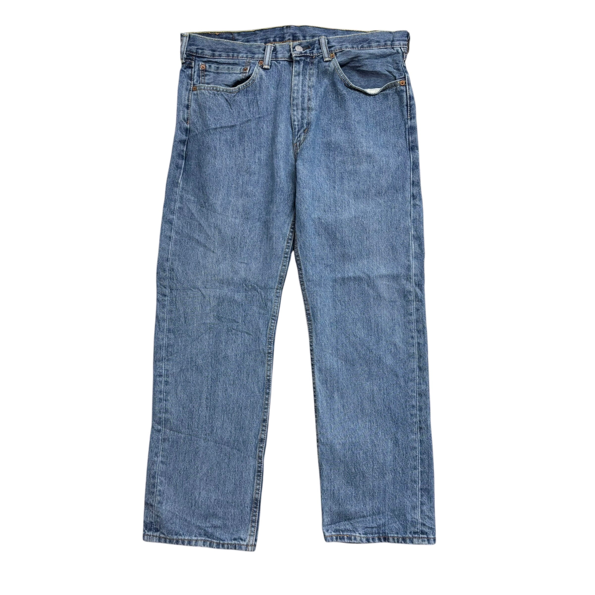 Levis 505 Jeans W36 L29 Mens Light Blue Regular Straight Fit Denim (E)