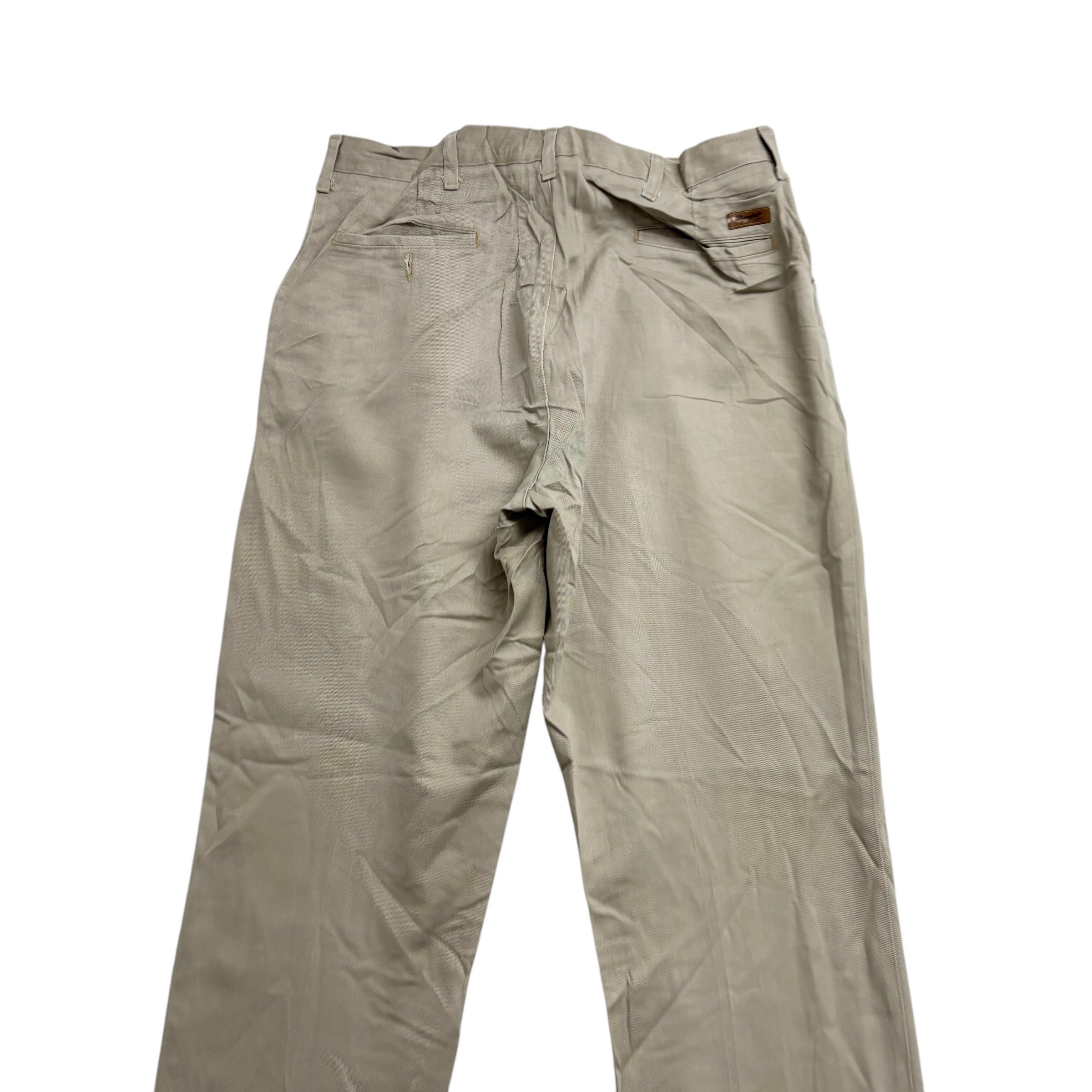 Wrangler Pleated Trousers W35 L32 Mens Beige Regular Straight Fit Pants (E)