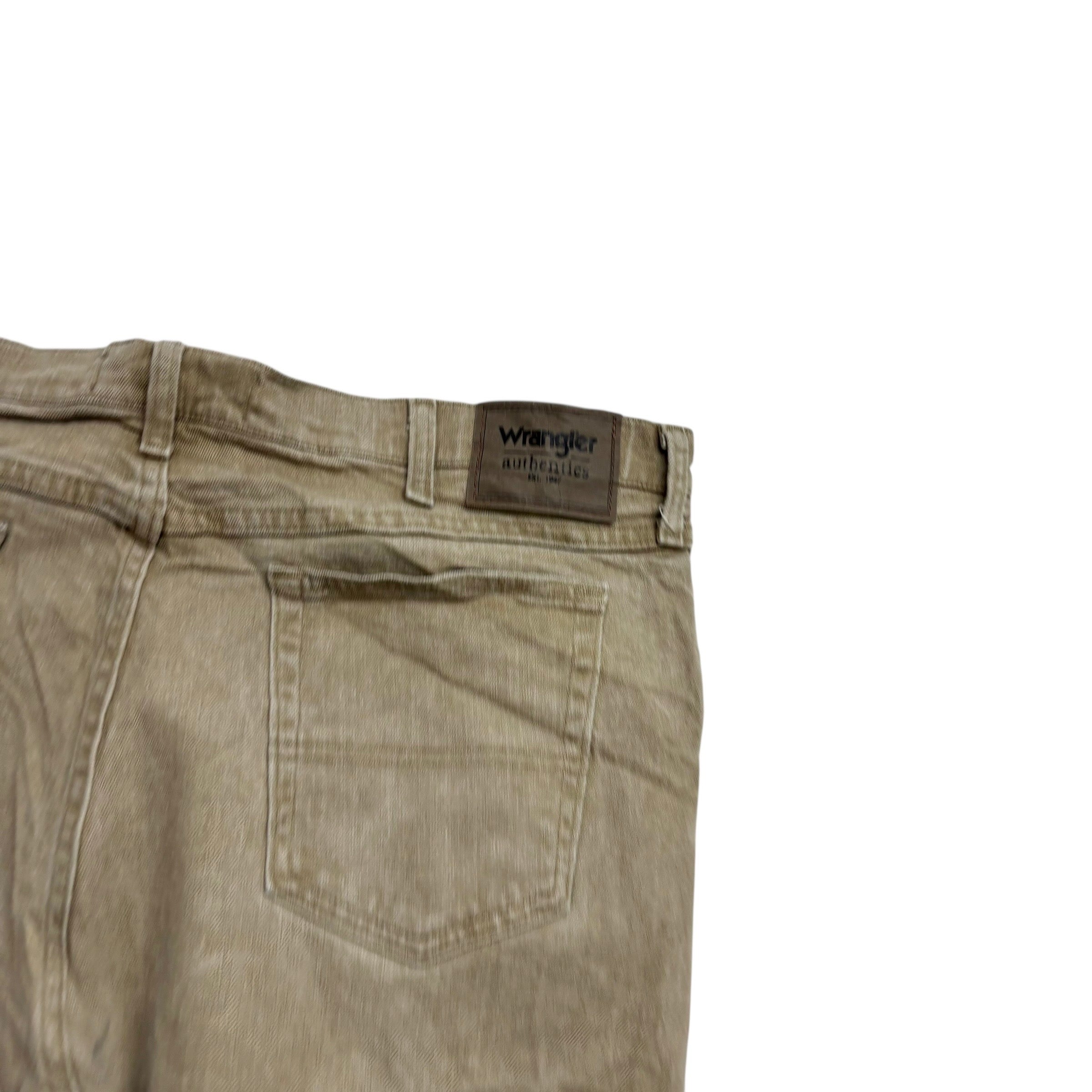 Wrangler Jeans W40 L30 Mens Beige Tan Regular Straight Fit Stretch Denim (E)