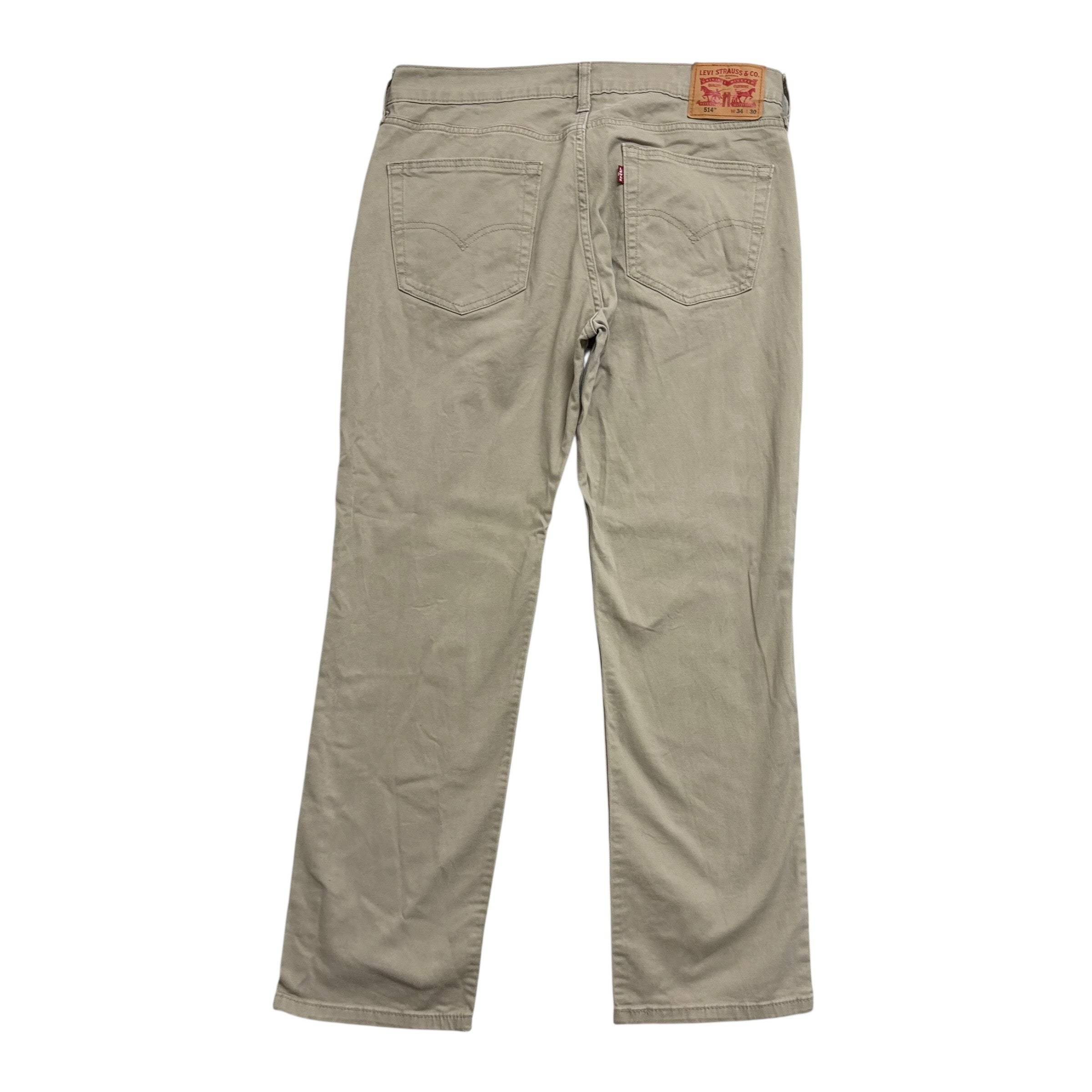 Levis 514 Trousers W34 L30 Mens Beige Regular Straight Fit Stretch Pants