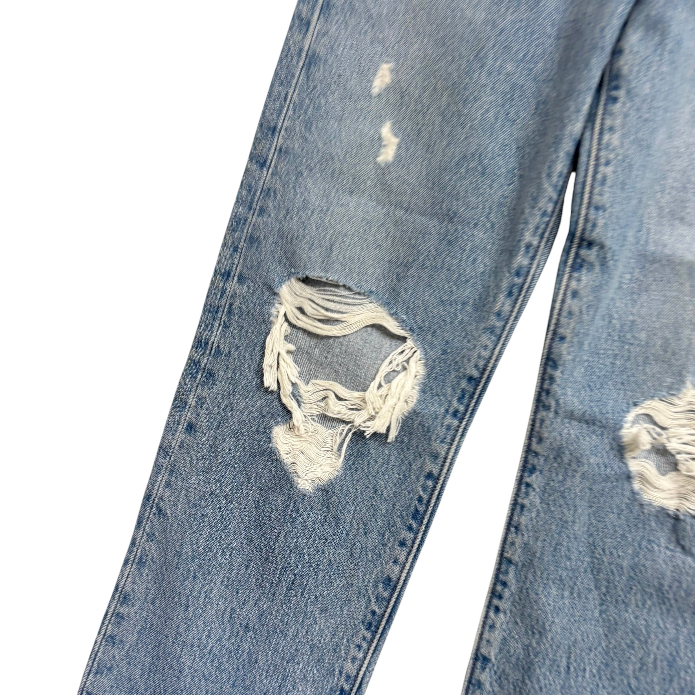 Levis Wedgie Straight Jeans W26 L26 Womens Light Blue Distressed Denim (E)