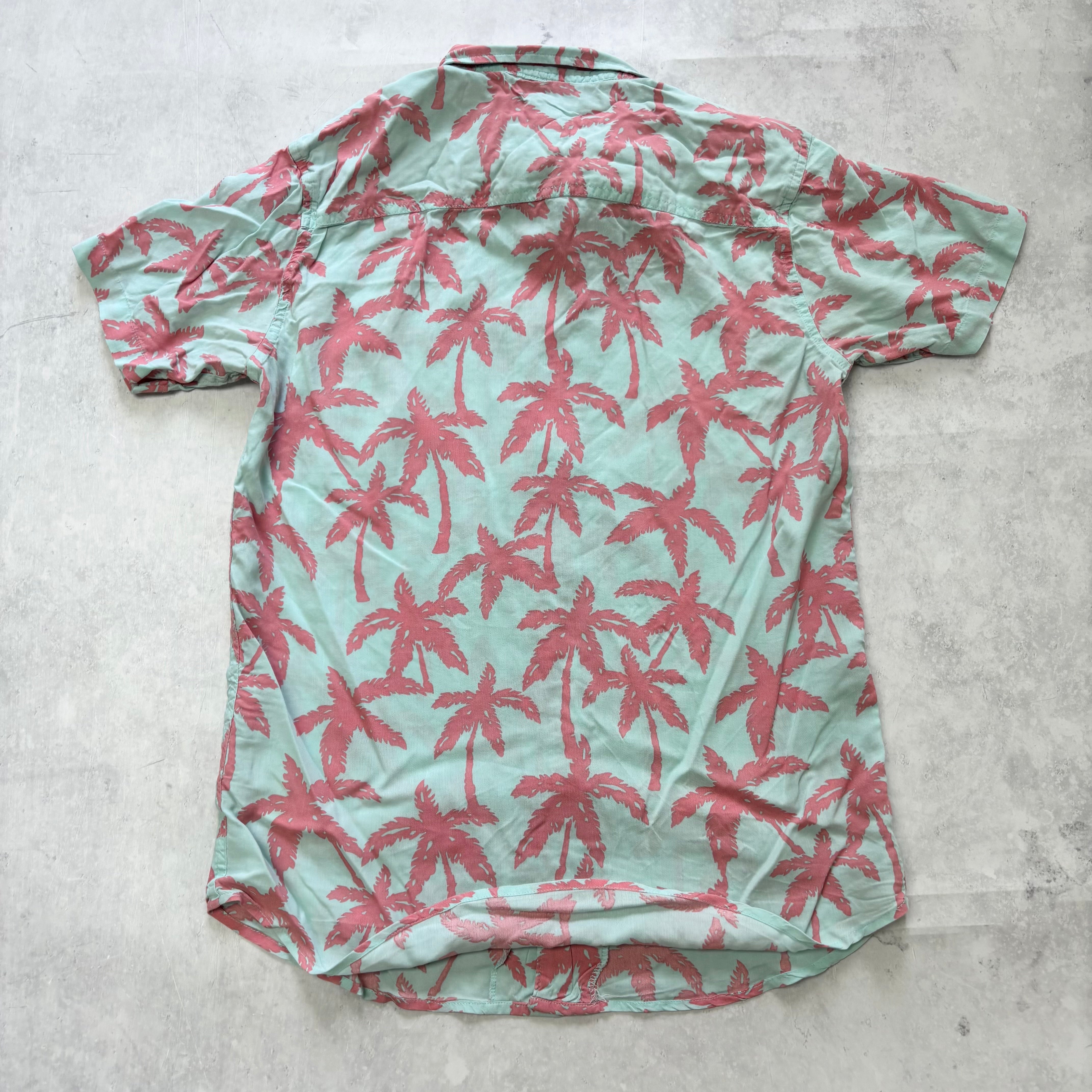 Hawaiian Shirt Mens Small Blue Floral Aloha Short Sleeve Rayon (E)