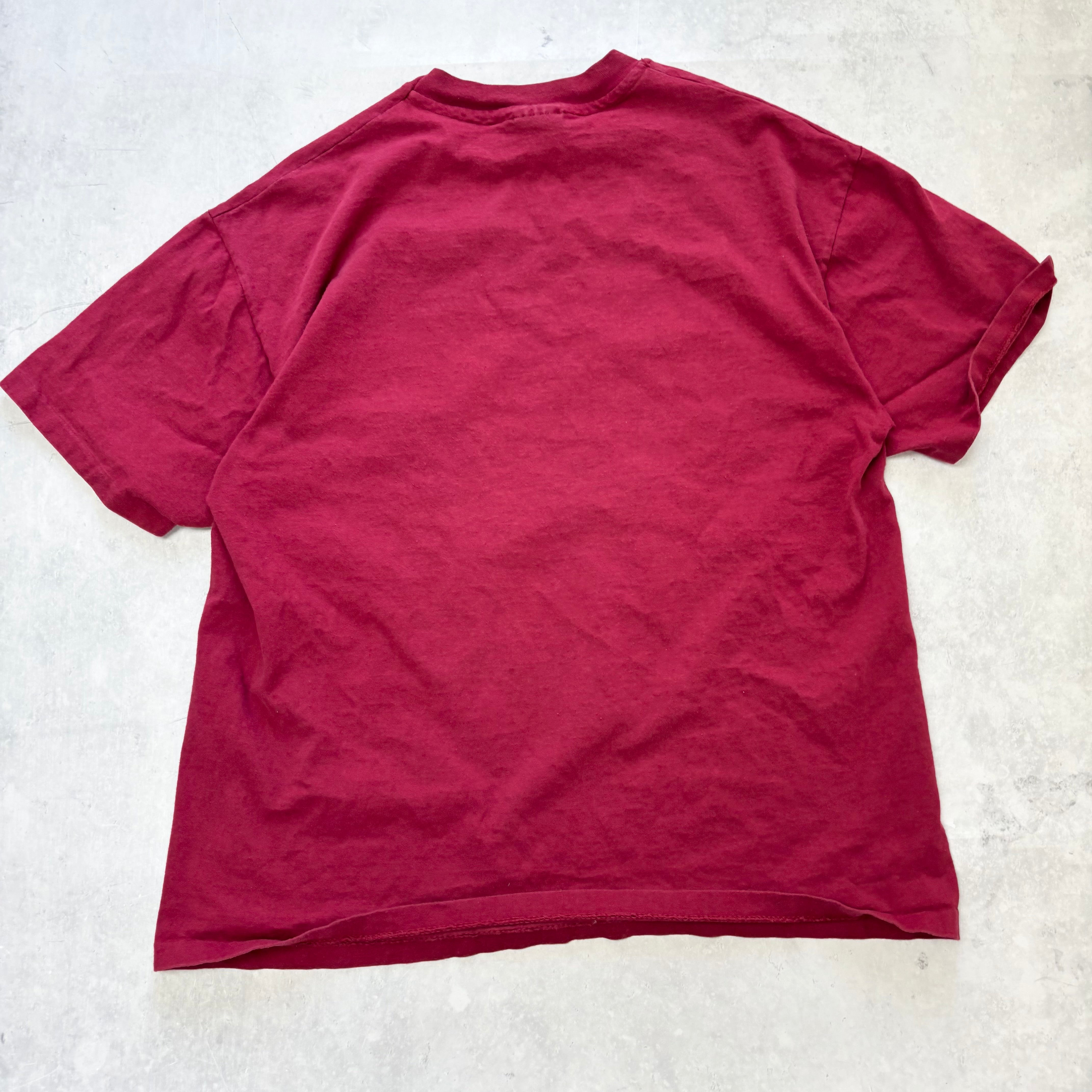 Vintage T Shirt Mens XL Burgundy Single Stitch Graphic Print 90s College (E)