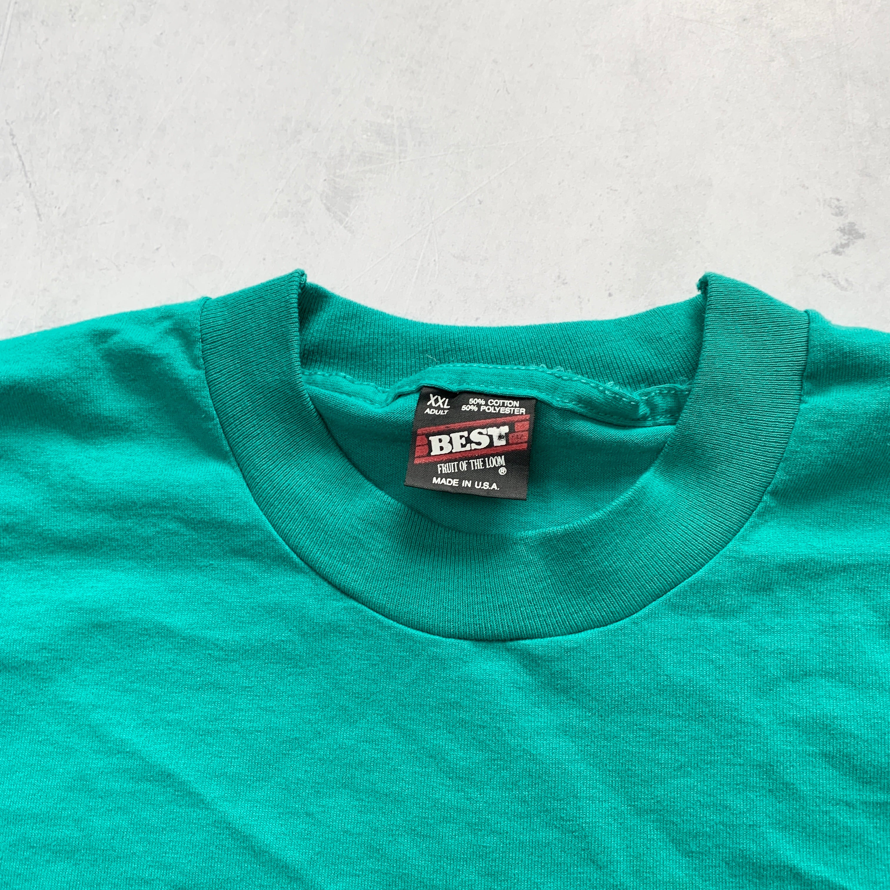 Vintage T Shirt Mens XXL Teal Green Single Stitch Graphic Print 90s USA Tourist