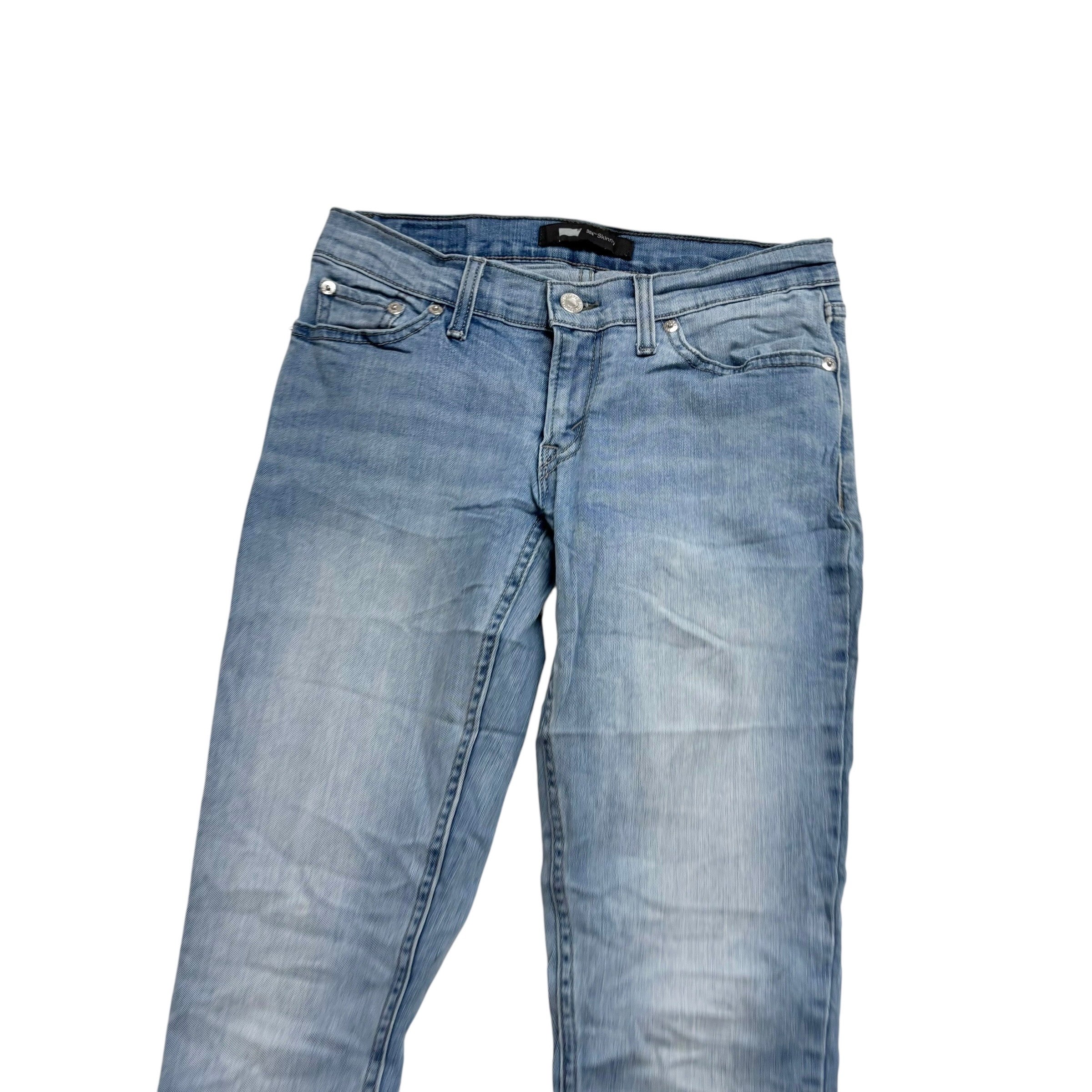 Levis 524 Jeans W27 L32 Womens Skinny Fit Light Blue Stretch Denim (E)
