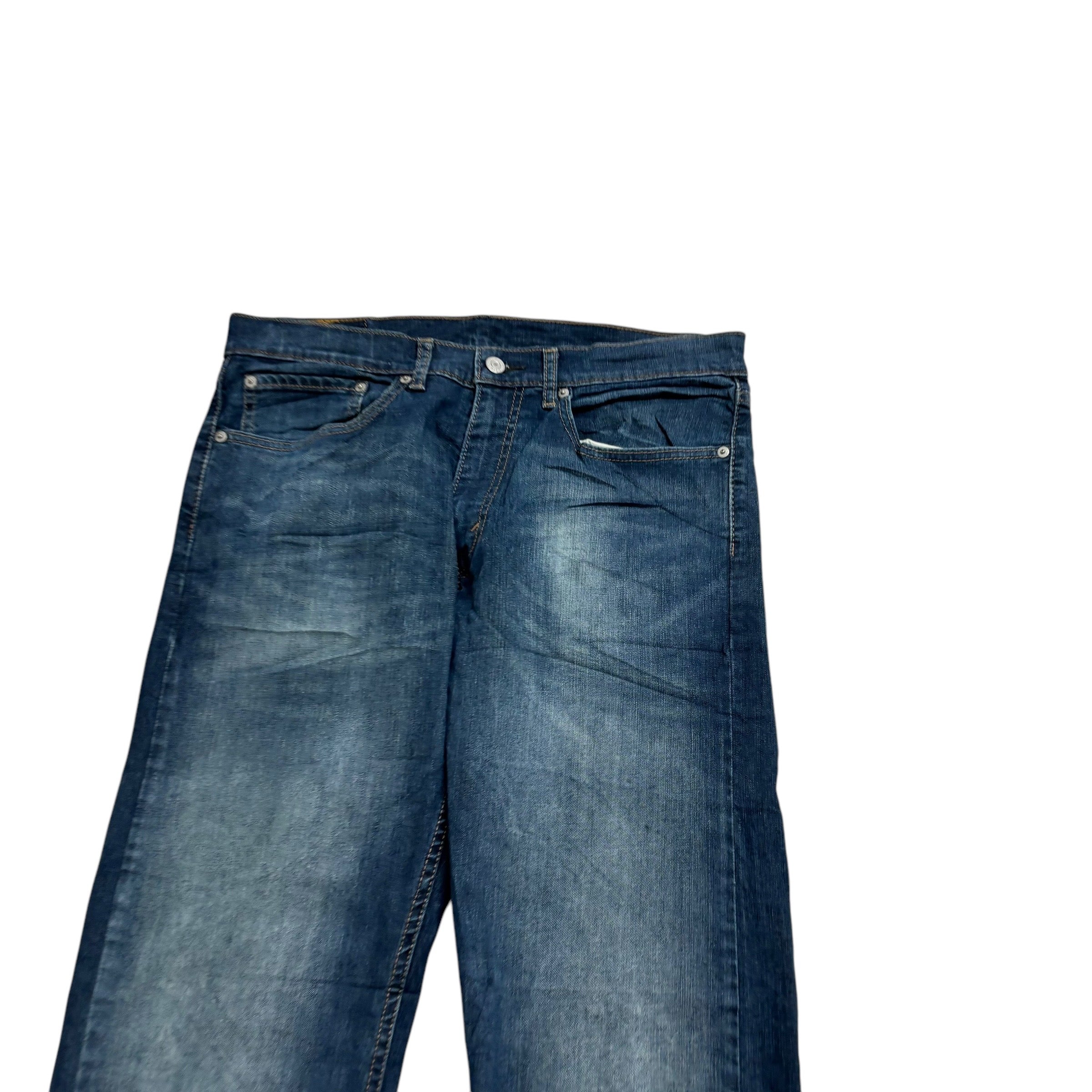 Levis 505 Jeans W34 L32 Mens Dark Blue Regular Straight Fit Stretch Denim