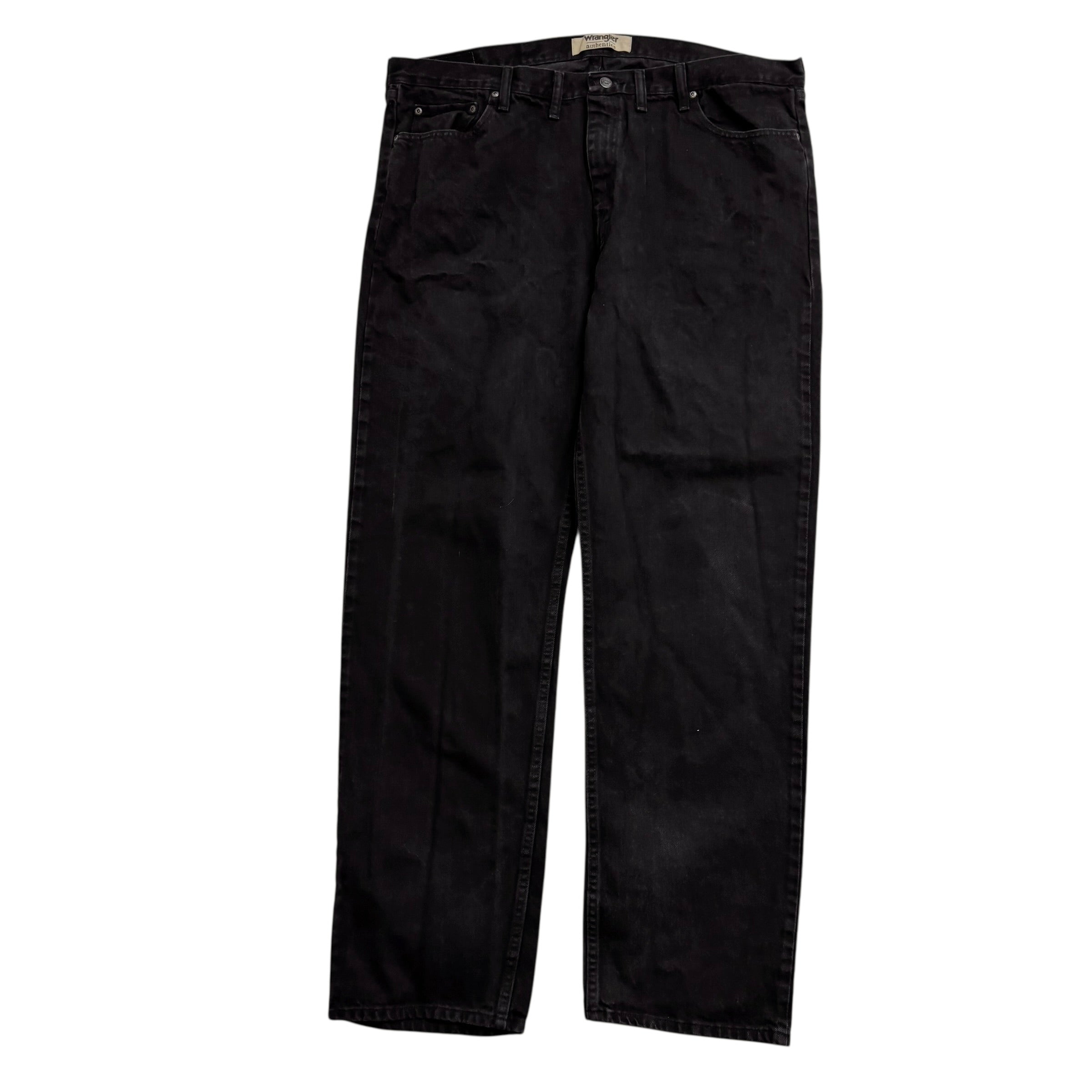 Wrangler Jeans W44 L34 Mens Black Relaxed Straight Fit Denim (E)