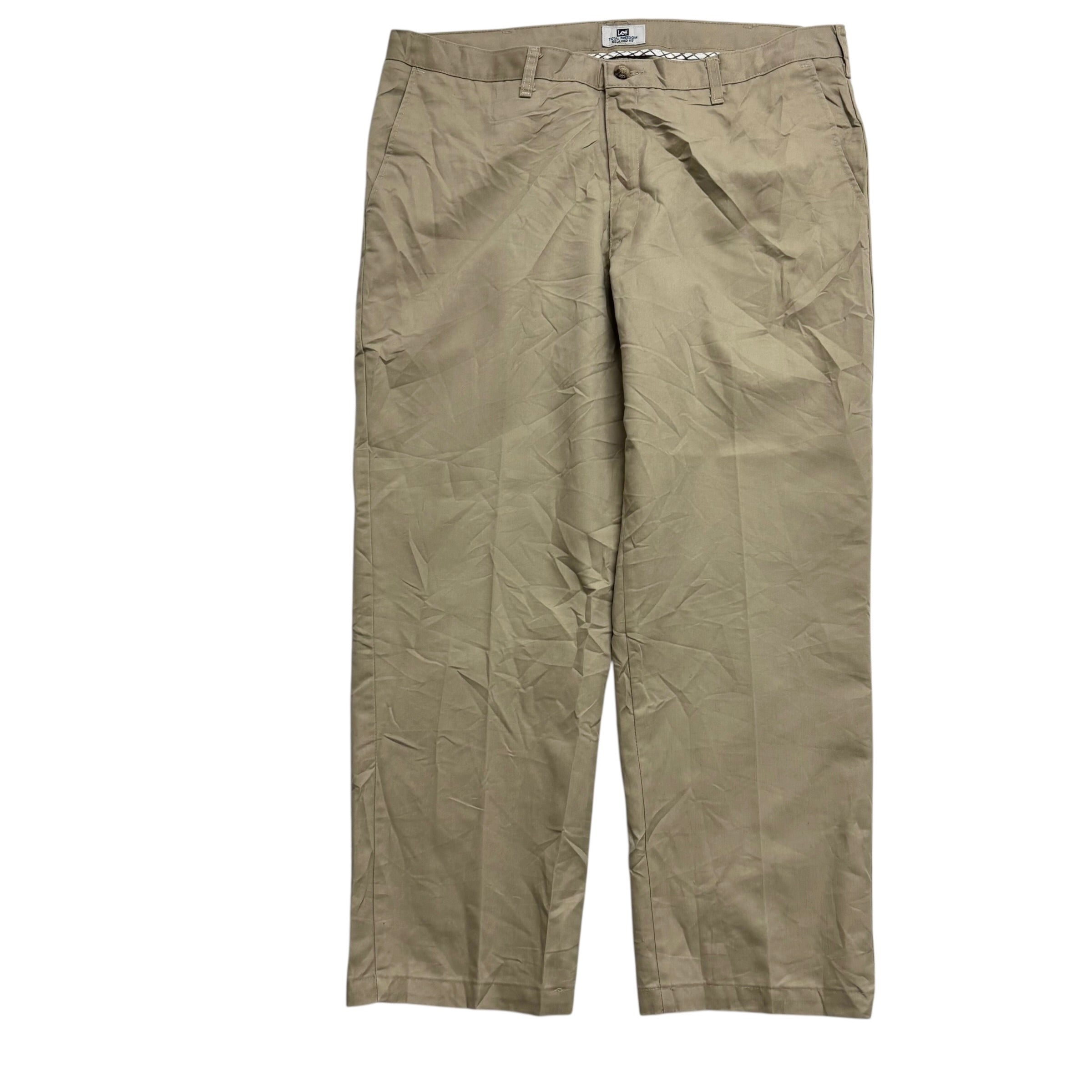 Lee Trousers W40 L30 Mens Beige Relaxed Fit Total Freedom Pants Vintage (E)