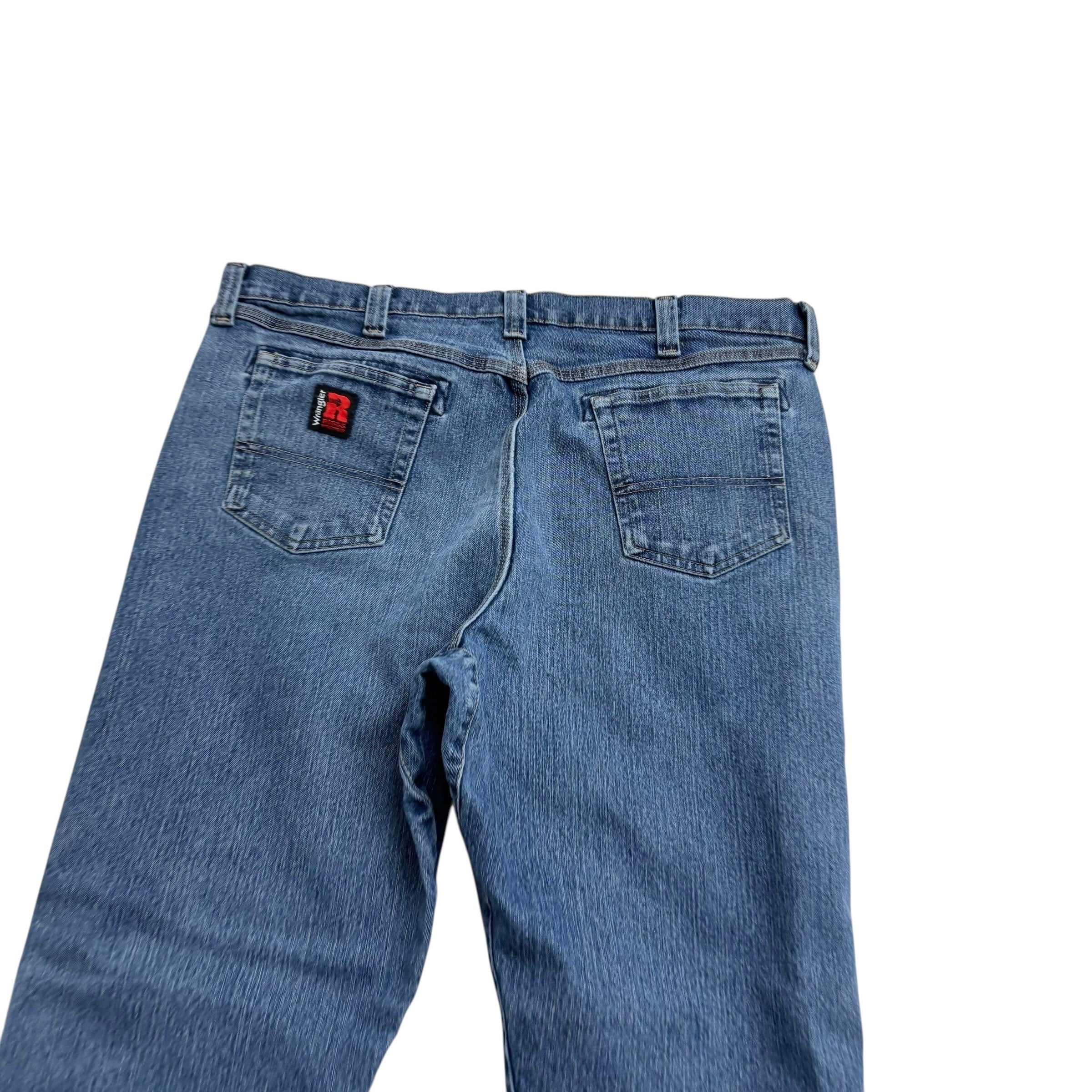 Wrangler Jeans W40 L32 Mens Mid Blue Regular Straight Fit Stretch Denim