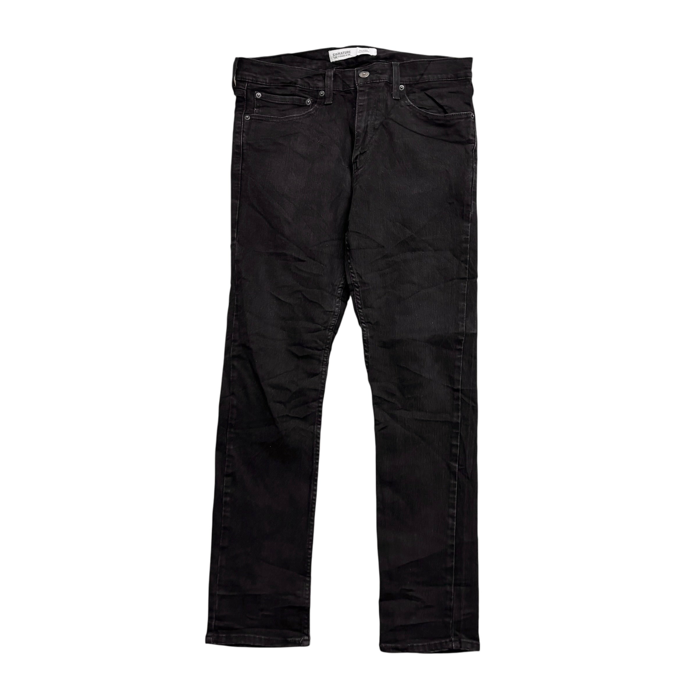 Levis Signature Jeans W34 L30 Mens Black Skinny Fit Stretch Denim (E)