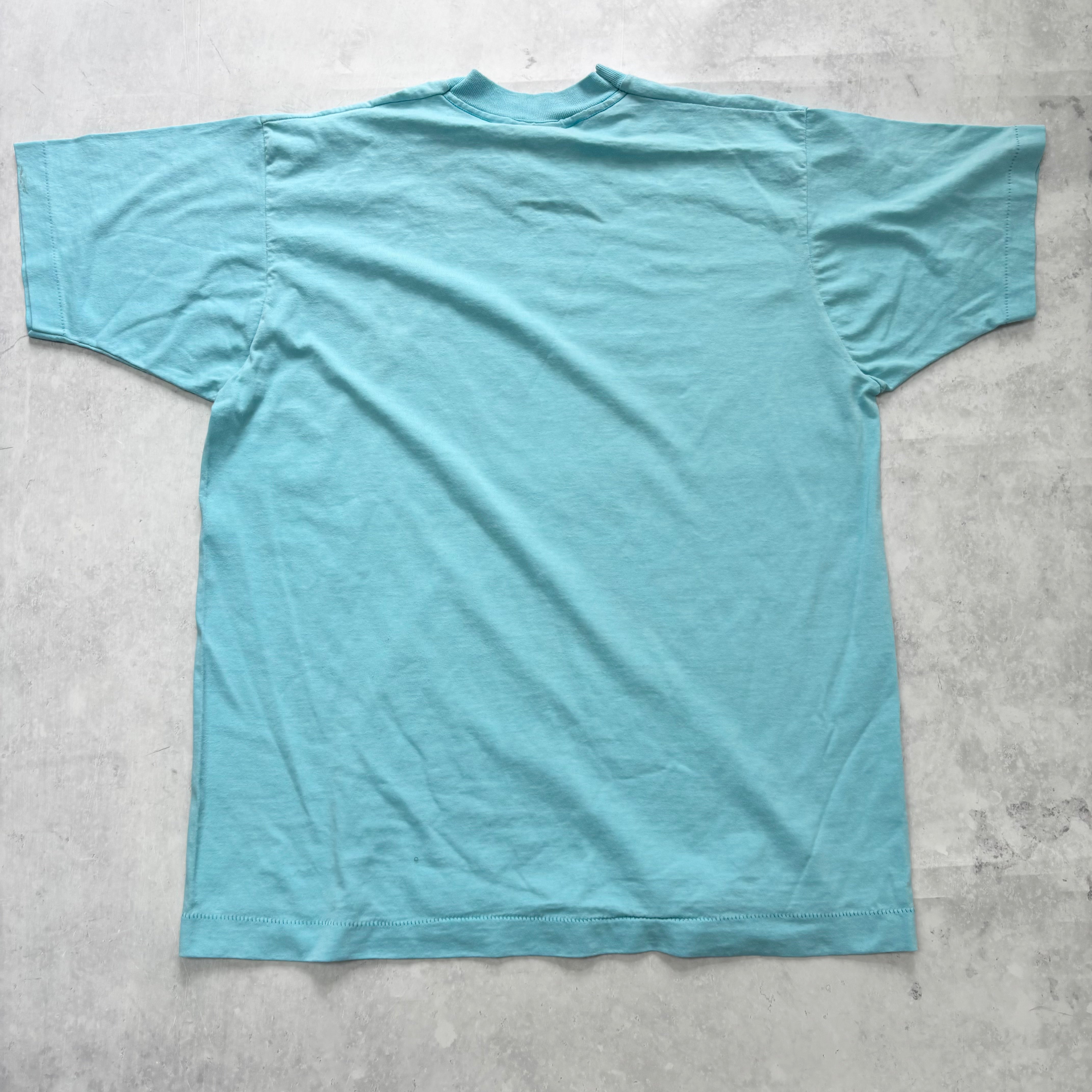 Vintage T Shirt Mens Large Blue Single Stitch Graphic Print 90s (F)