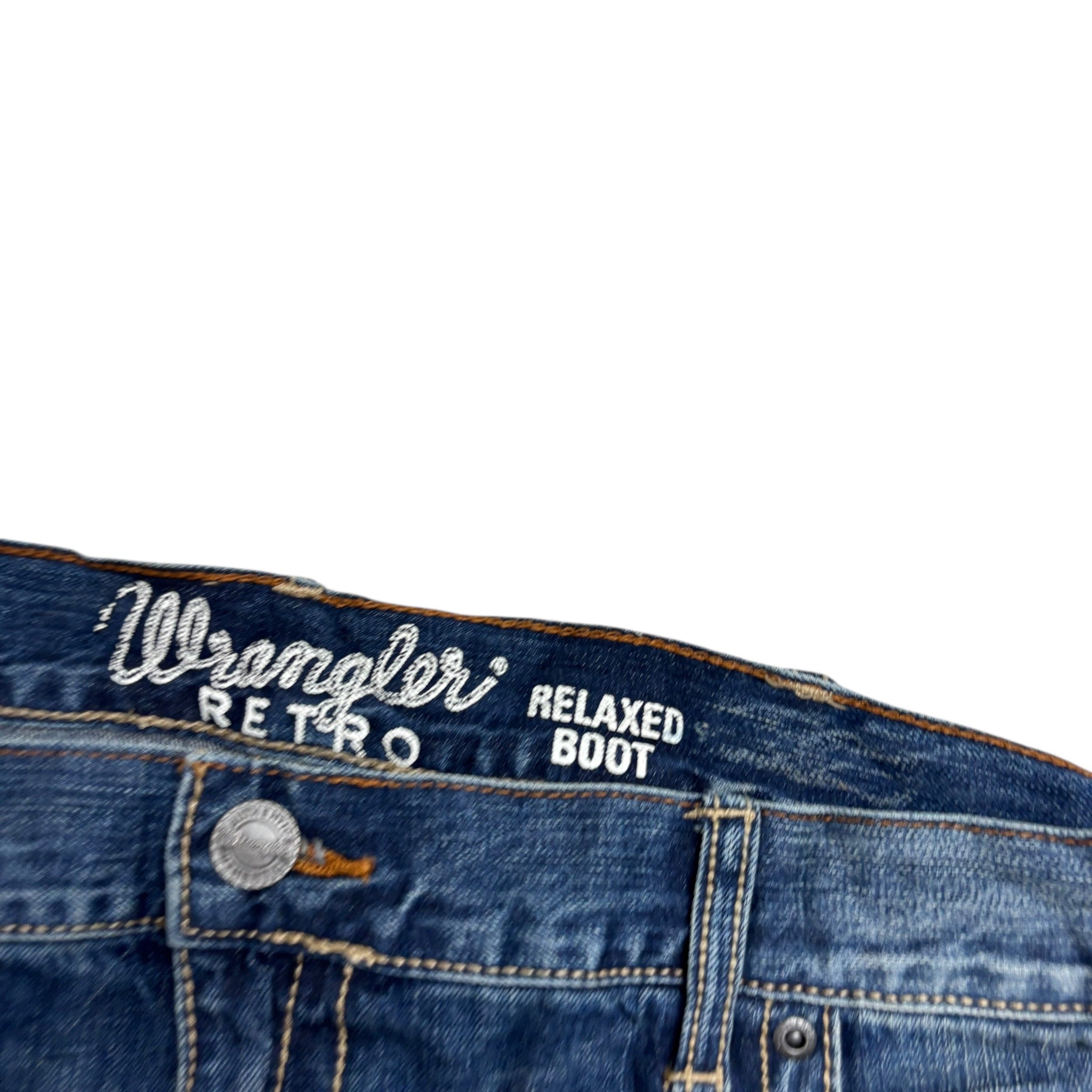 Wrangler Jeans W40 L34 Mens Mid Blue Relaxed Bootcut Fit Denim (E)