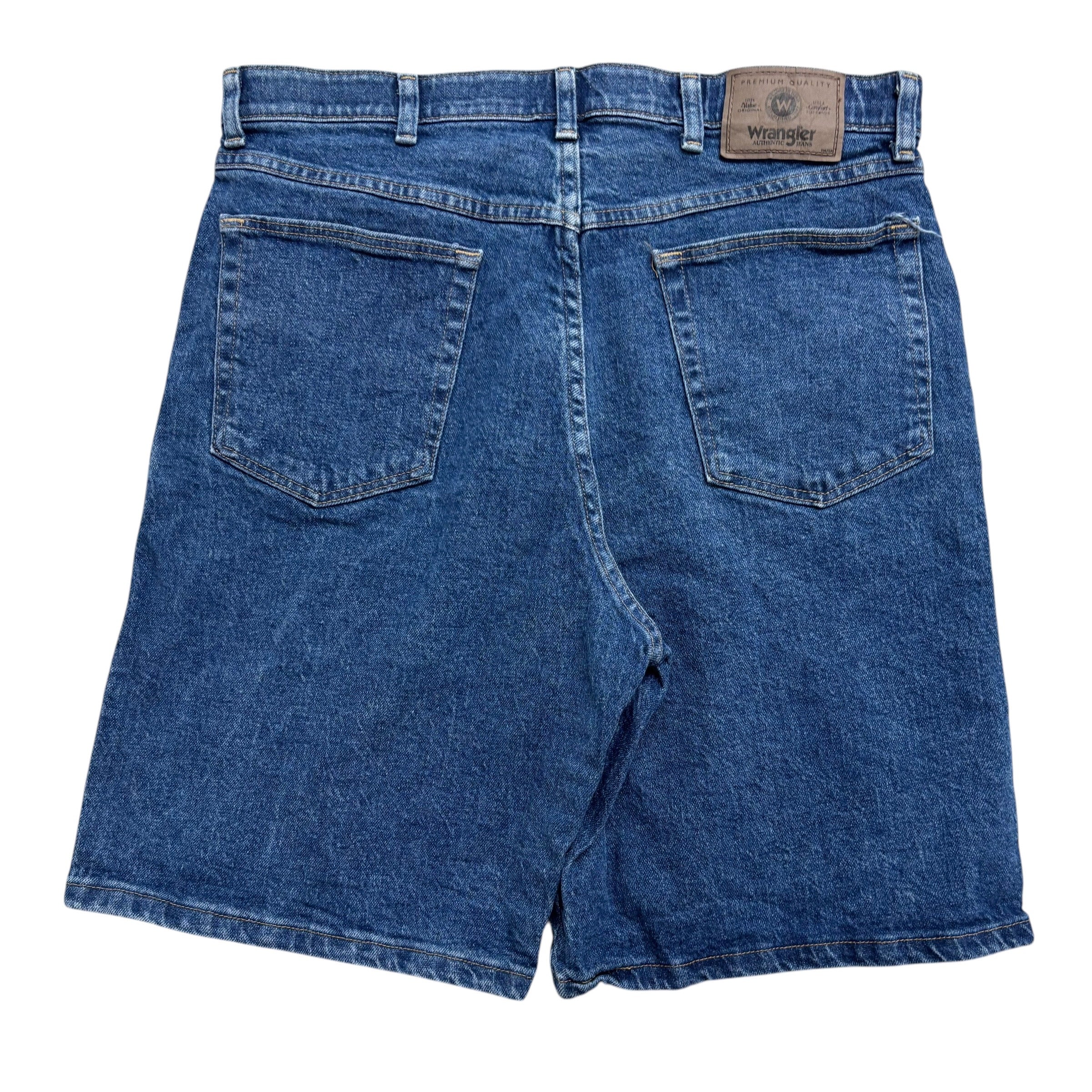 Wrangler Baggy Jorts W34 Mens Denim Shorts Mid Blue Relaxed Fit Stretch (E)