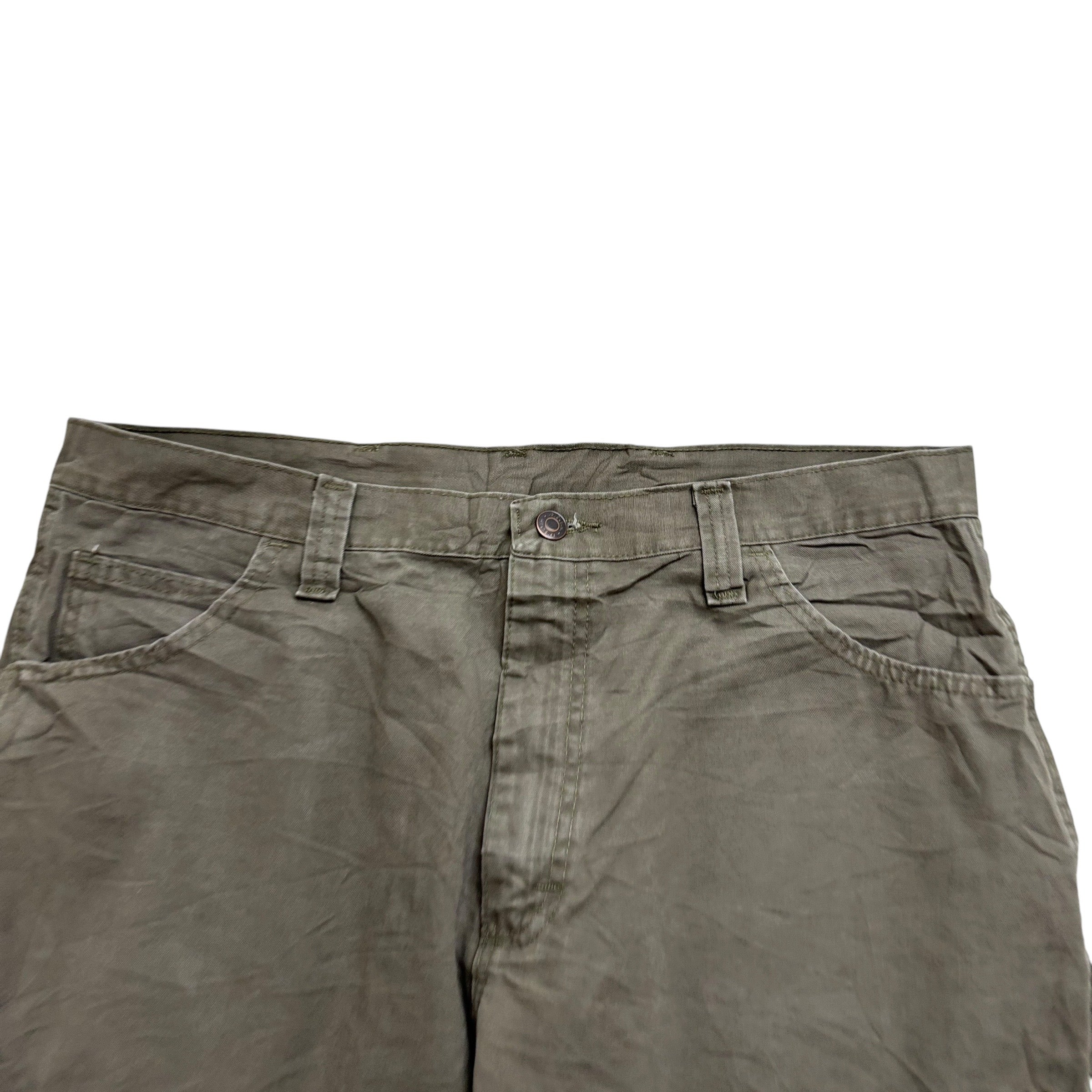 Wrangler Baggy Jorts W36 Mens Olive Green Denim Shorts Relaxed Carpenter (E)