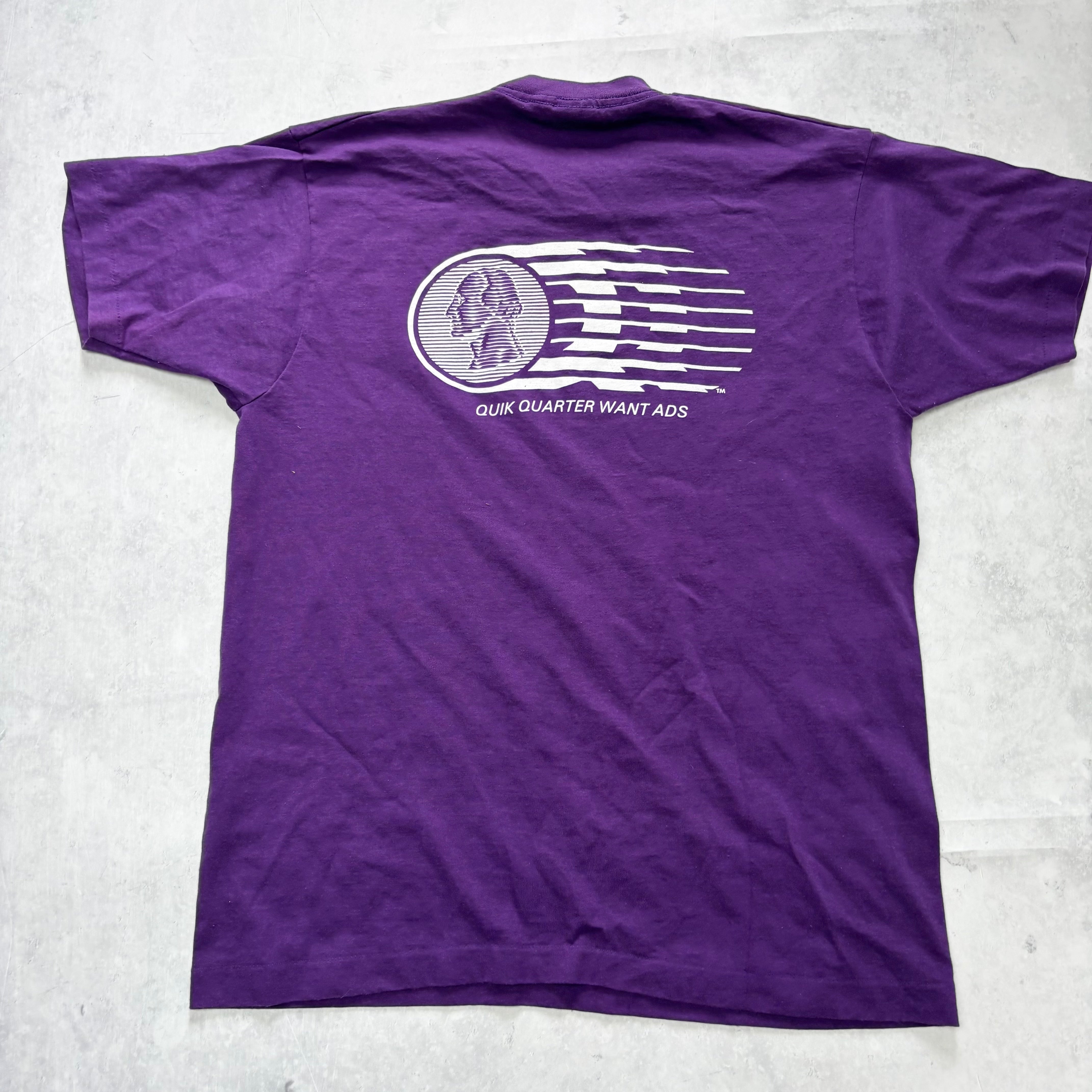 Vintage T Shirt Mens Large Purple Single Stitch Graphic Print 90s USA (E)