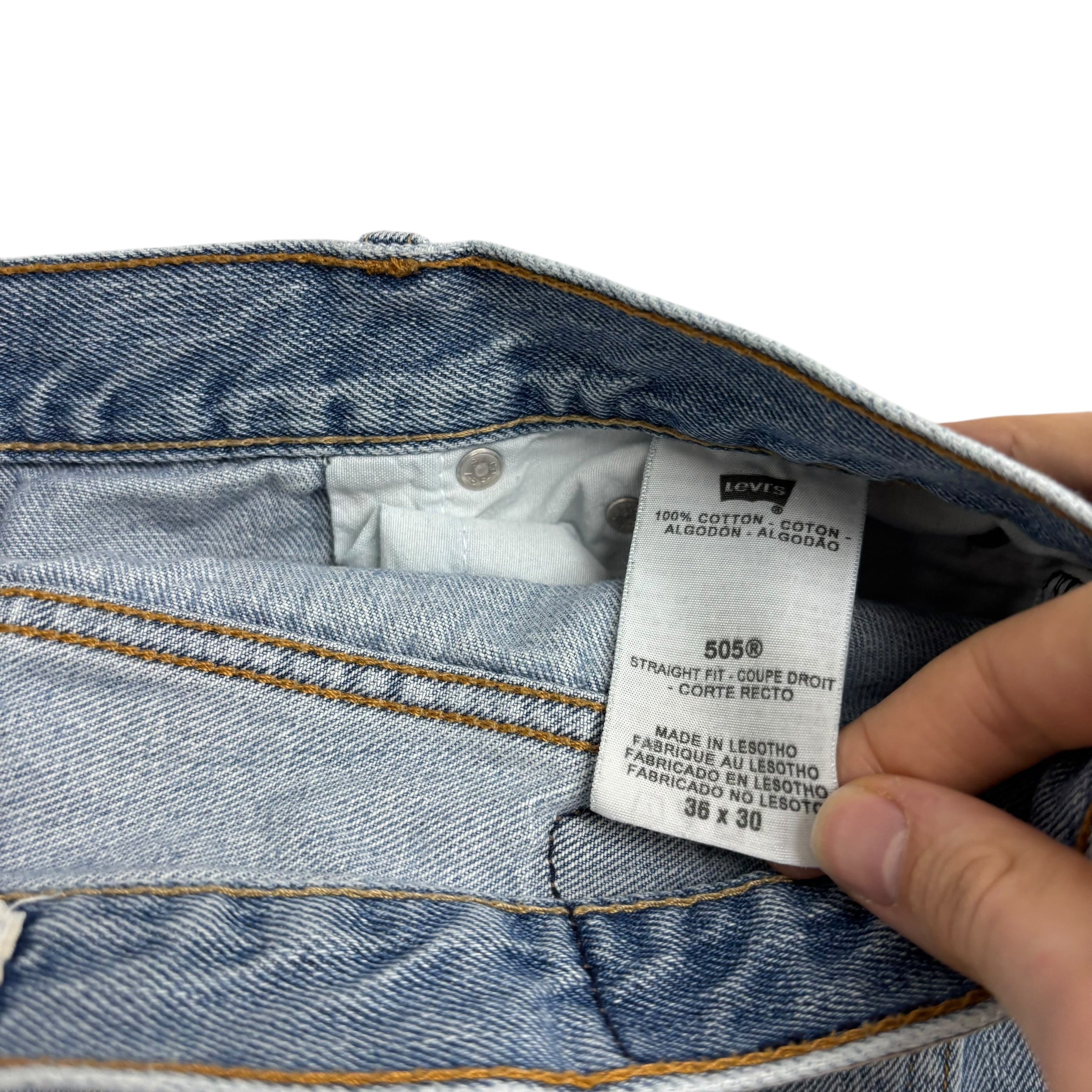 Levis 505 Jeans W36 L29 Mens Light Blue Regular Straight Fit Vintage Denim