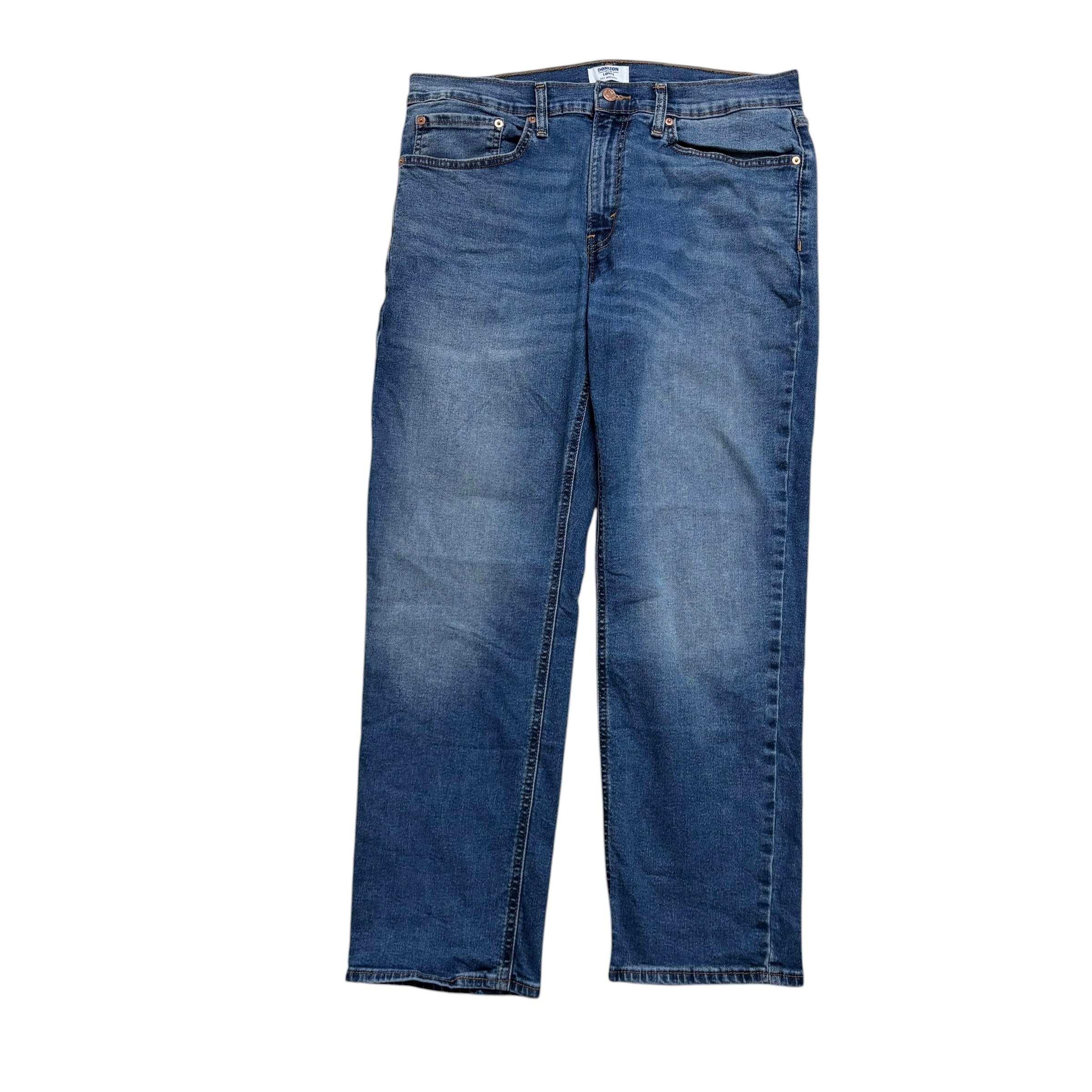 Levis Denizen Jeans W34 L30 Mens Mid Blue Athletic Tapered Fit Stretch (E)