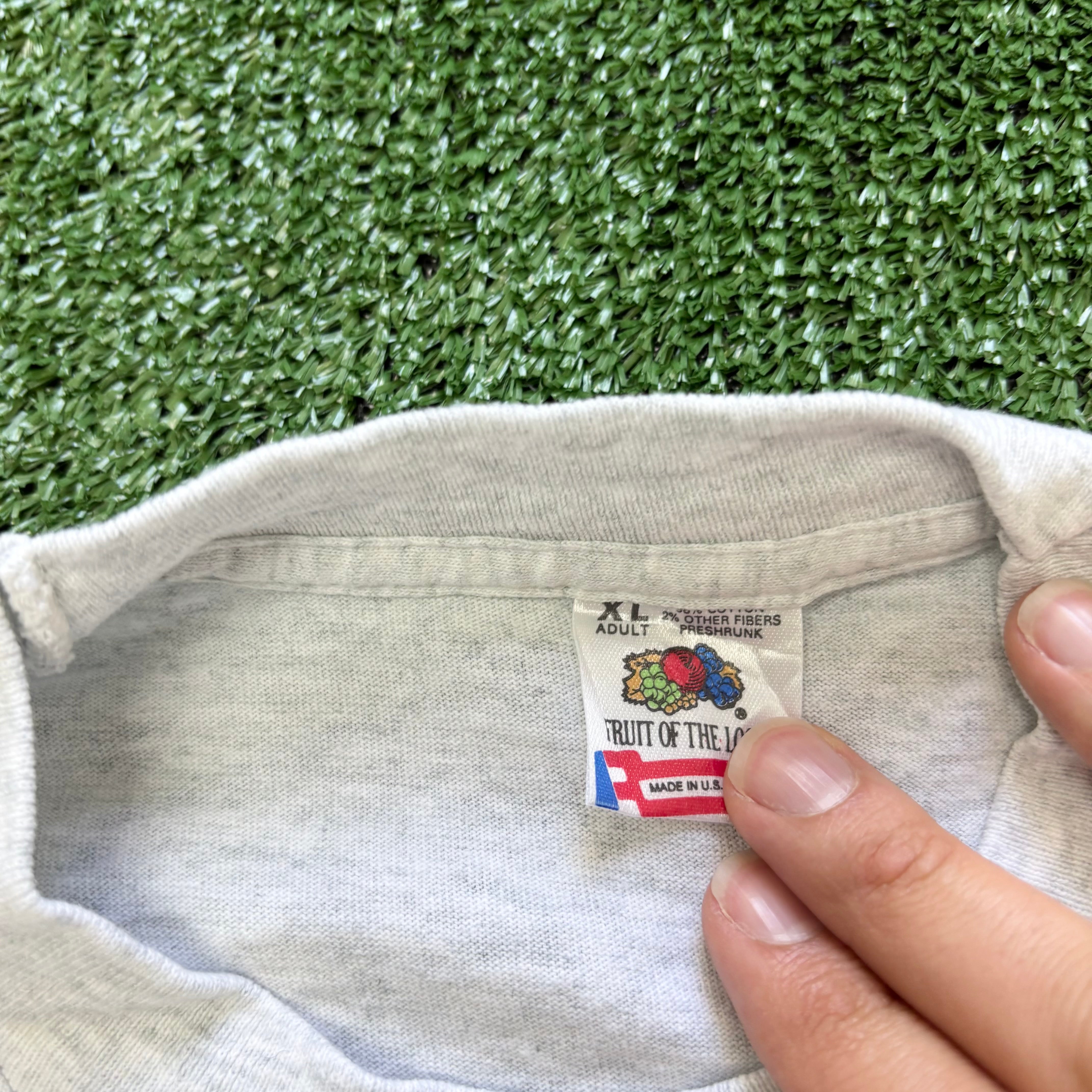 Vintage T Shirt Mens XL Grey Single Stitch Graphic Print 90s Run Relay