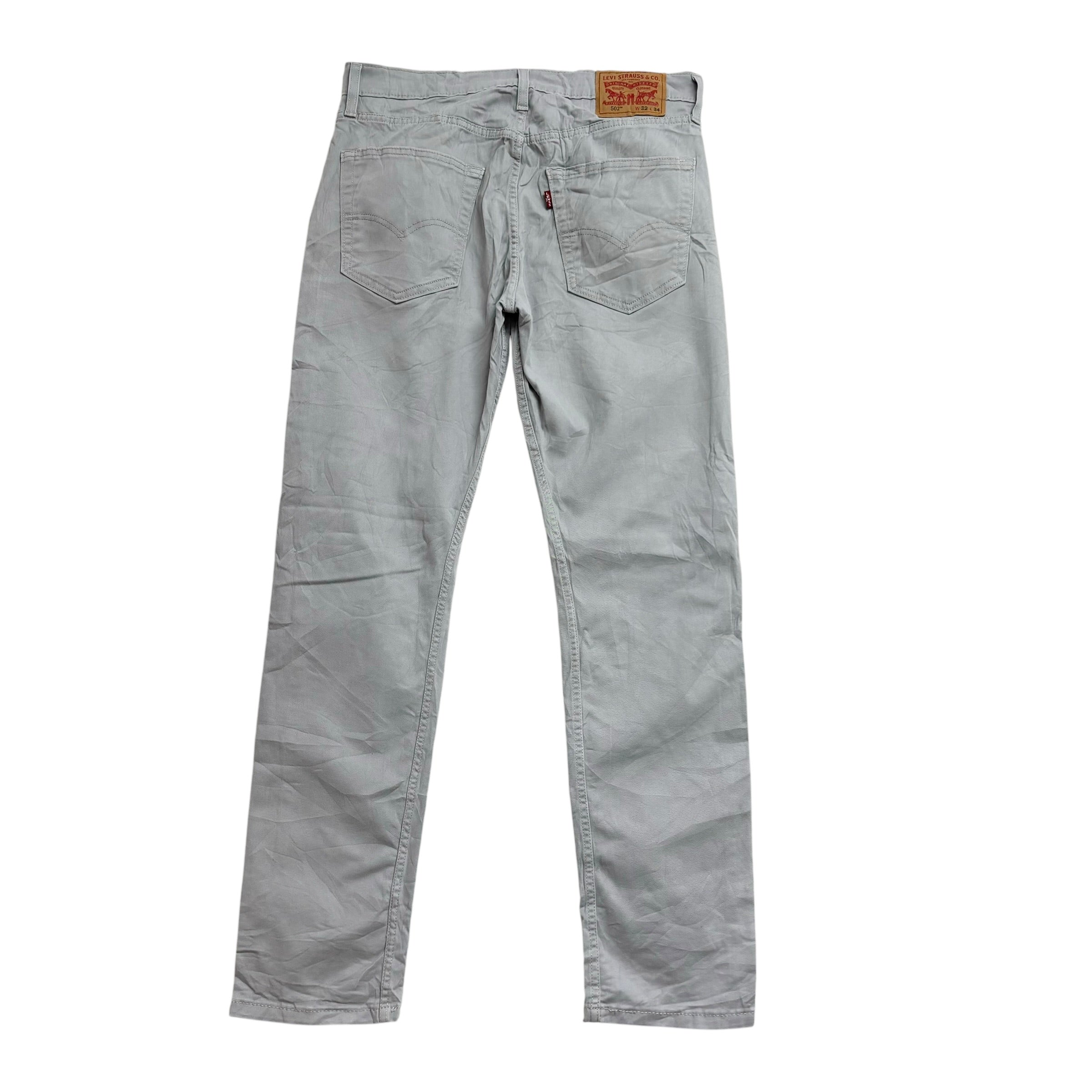 Levis 502 Trousers W32 L32 Mens Grey Regular Tapered Fit Stretch Pants