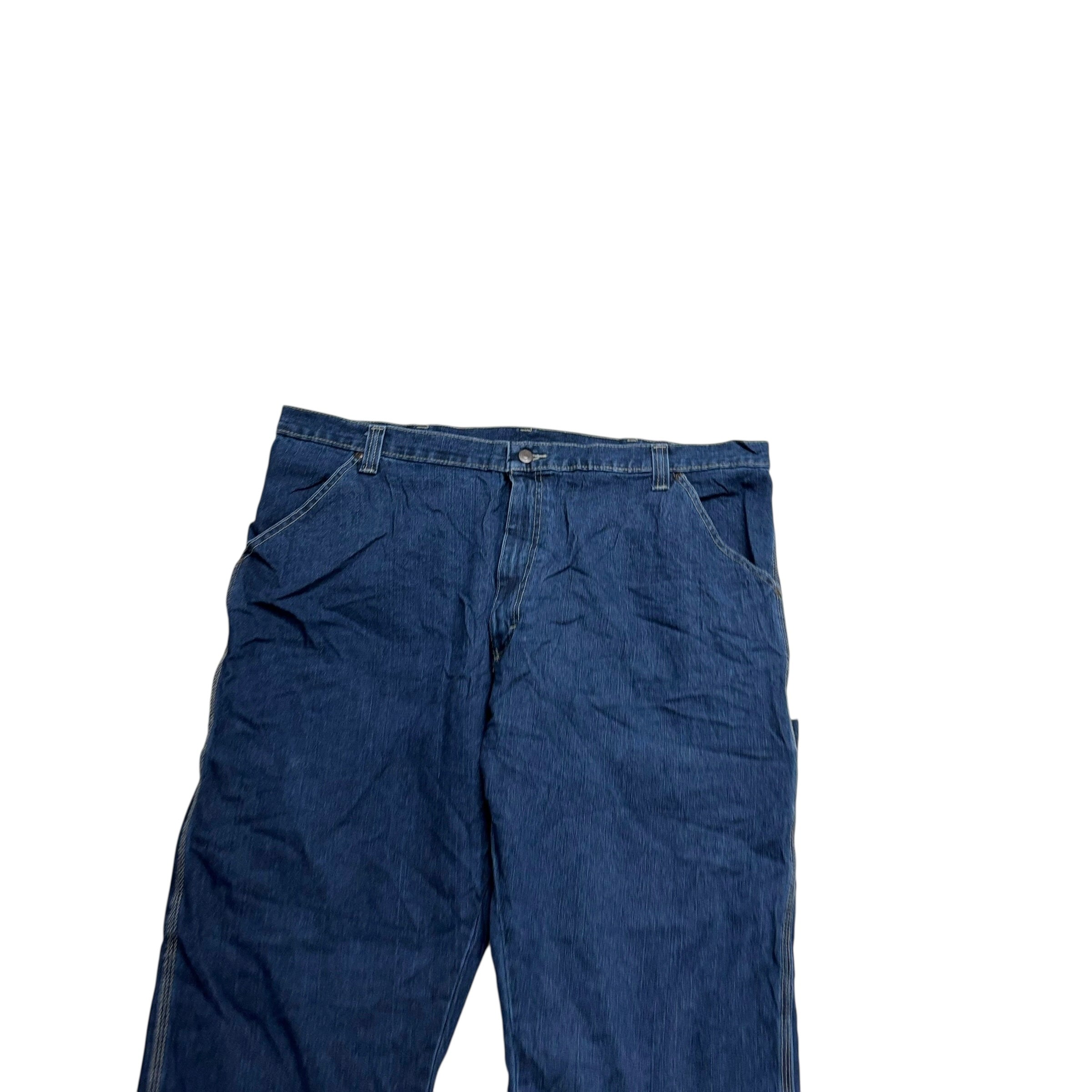 Wrangler Carpenter Jeans W42 L30 Mens Dark Blue Relaxed Straight Fit Stretch (E)