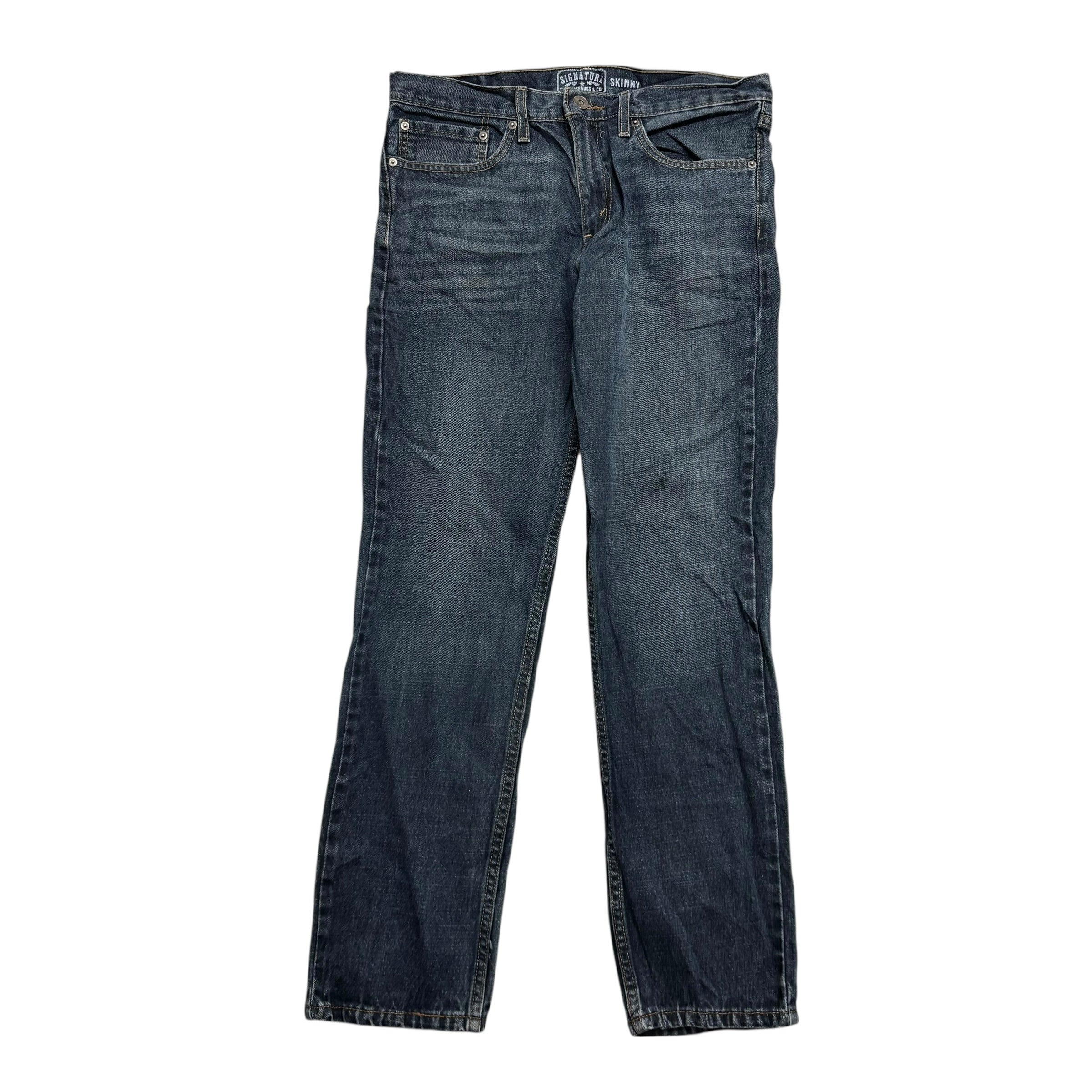 Levis Signature Jeans W34 L32 Mens Dark Blue Skinny Fit Vintage Denim