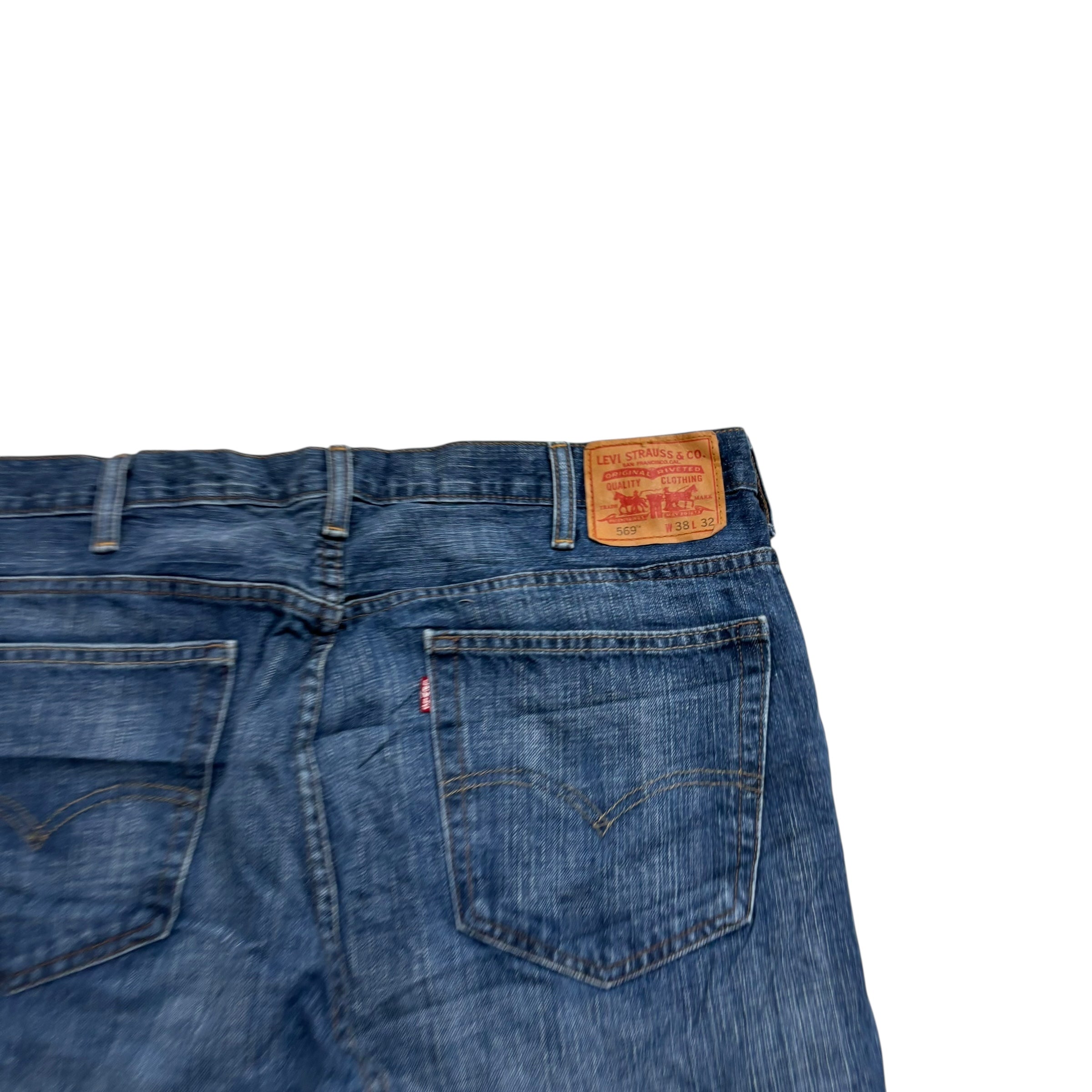 Levis 569 Jeans W38 L32 Mens Dark Blue Baggy Relaxed Straight Vintage Denim (E)