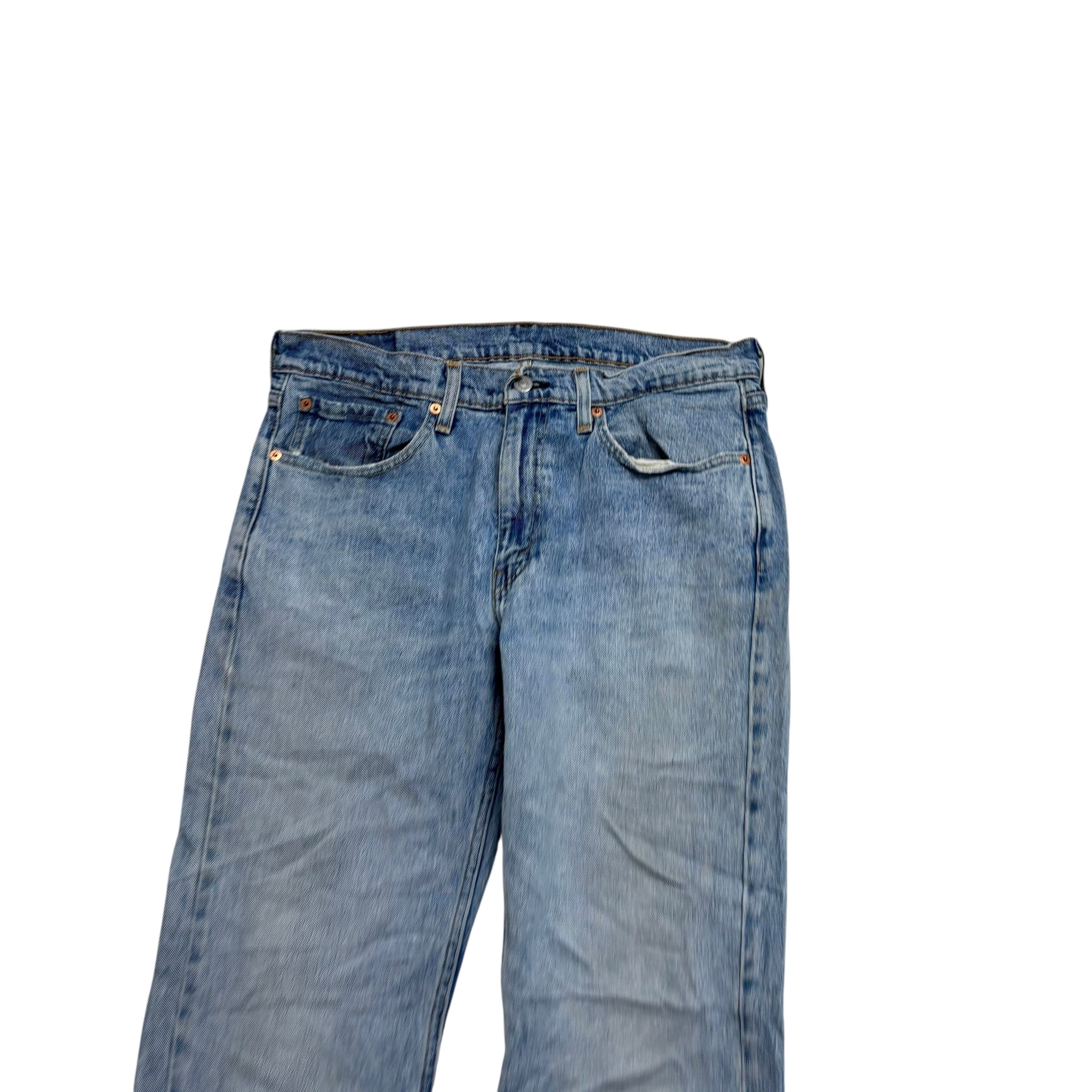 Levis 514 Jeans W32 L32 Mens Light Blue Regular Straight Fit Stretch Distressed