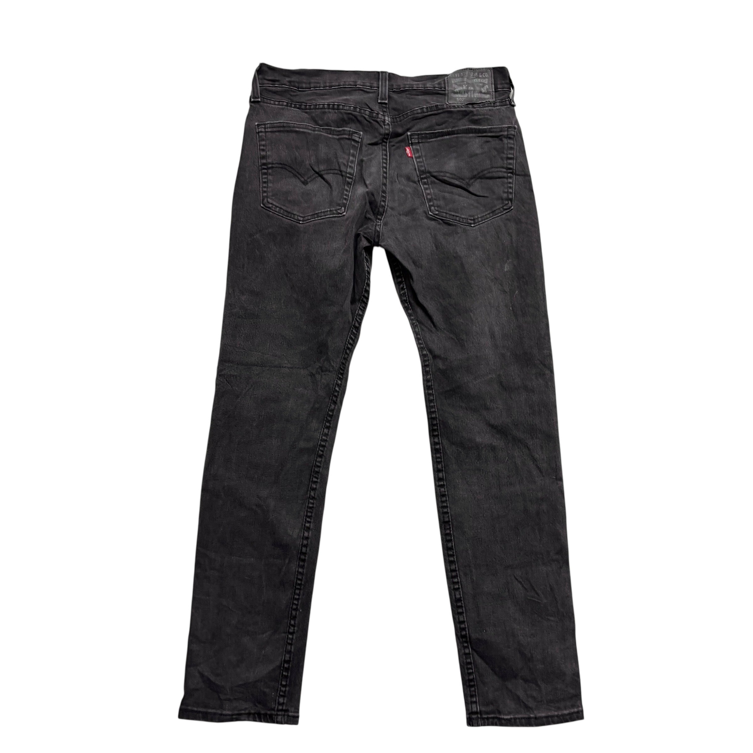 Levis 502 Jeans W32 L31 Mens Black Regular Tapered Fit Stretch Denim (F)