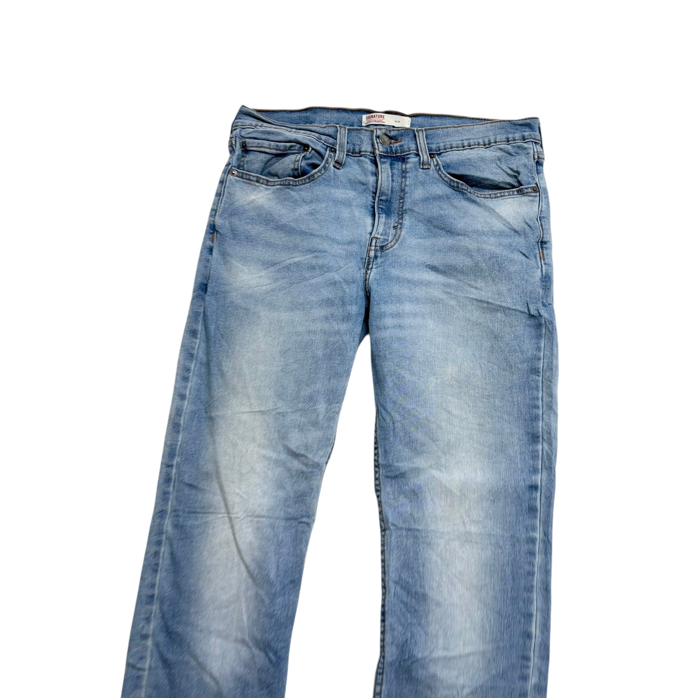 Levis Signature Jeans W32 L34 Mens Light Blue Slim Fit Stretch Denim (E)