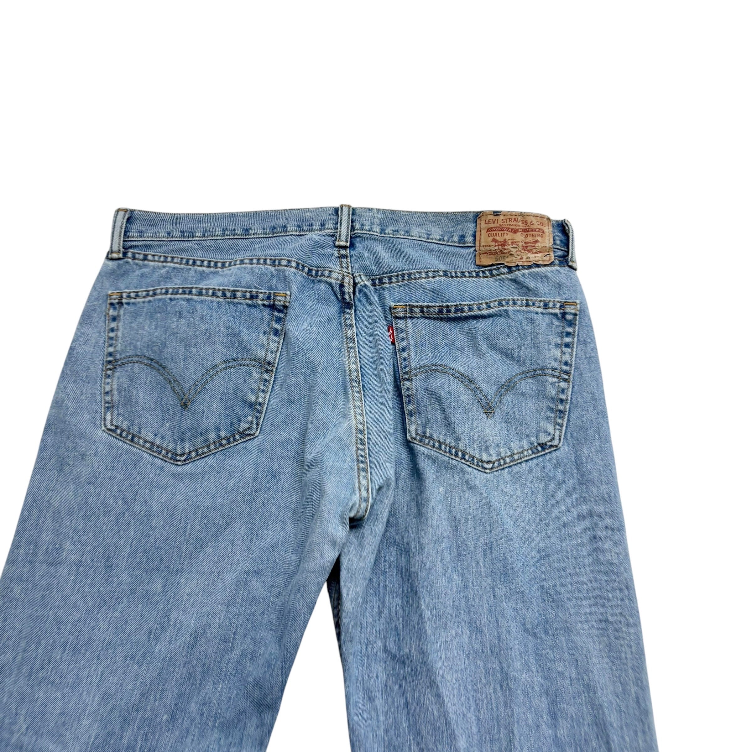 Levis 505 Jeans W38 L34 Mens Light Blue Regular Straight Fit Vintage Denim (F)