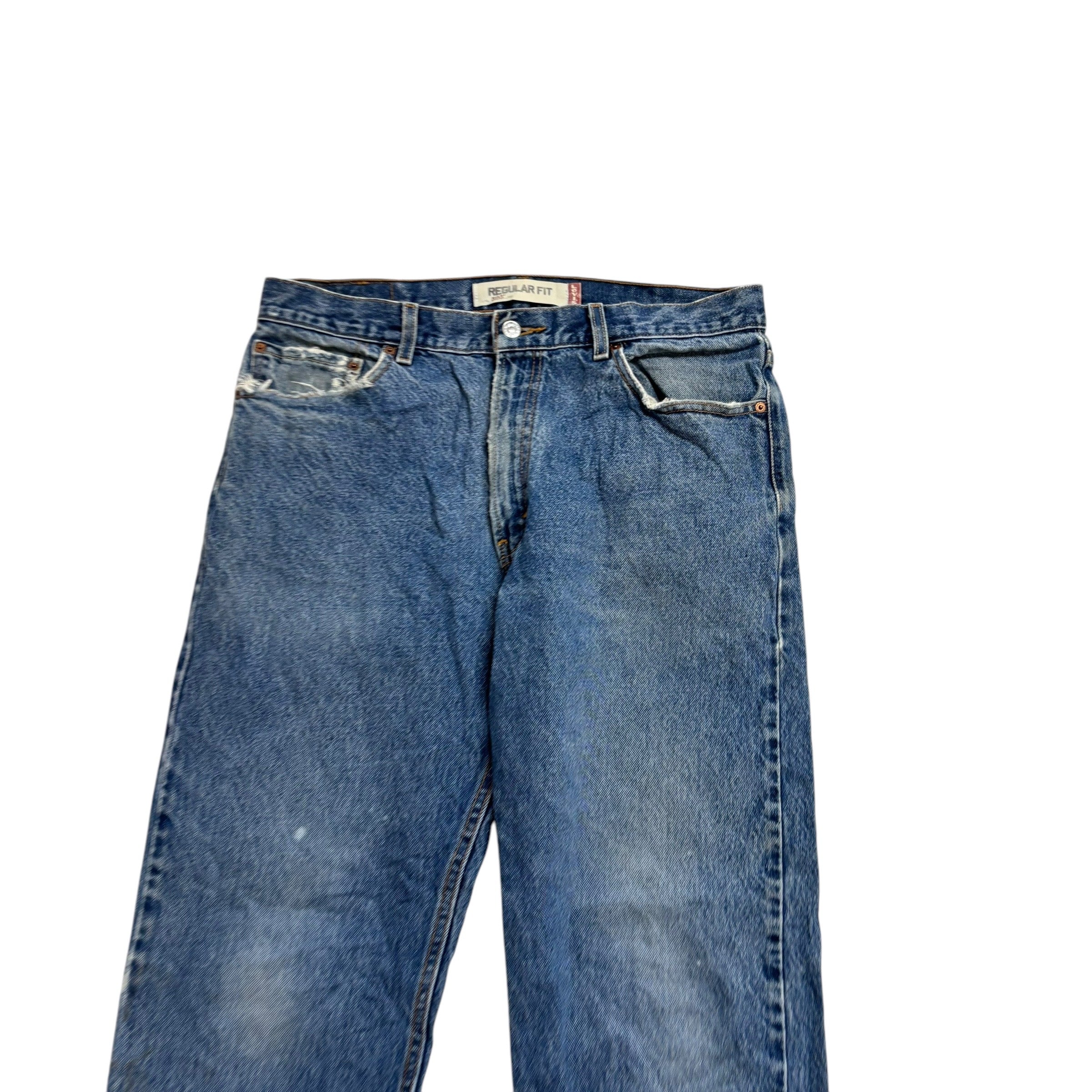 Levis 505 Jeans W36 L32 Mens Mid Blue Regular Straight Fit Vintage Denim