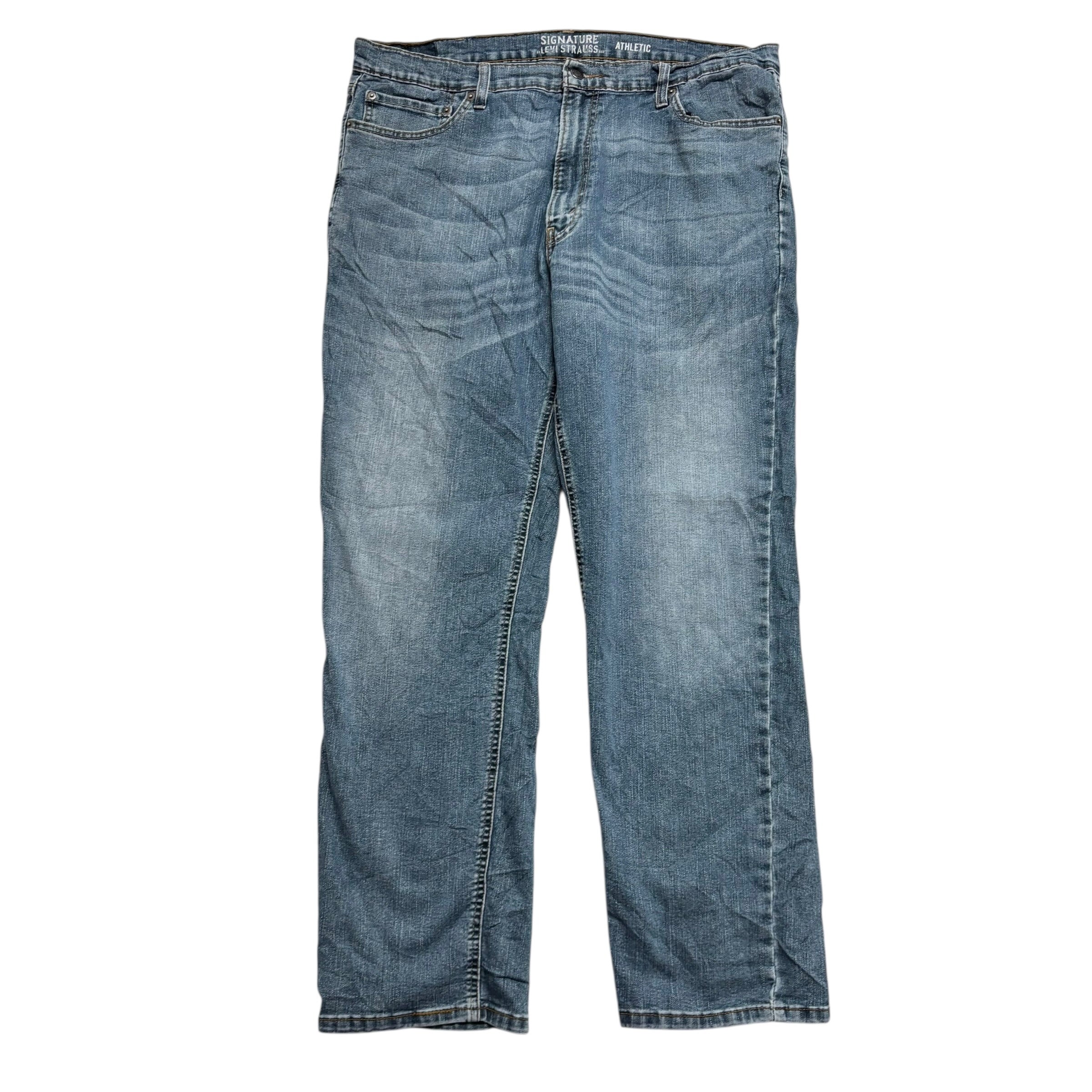 Levis Signature Jeans W40 L32 Mens Blue Athletic Tapered Fit Stretch Denim