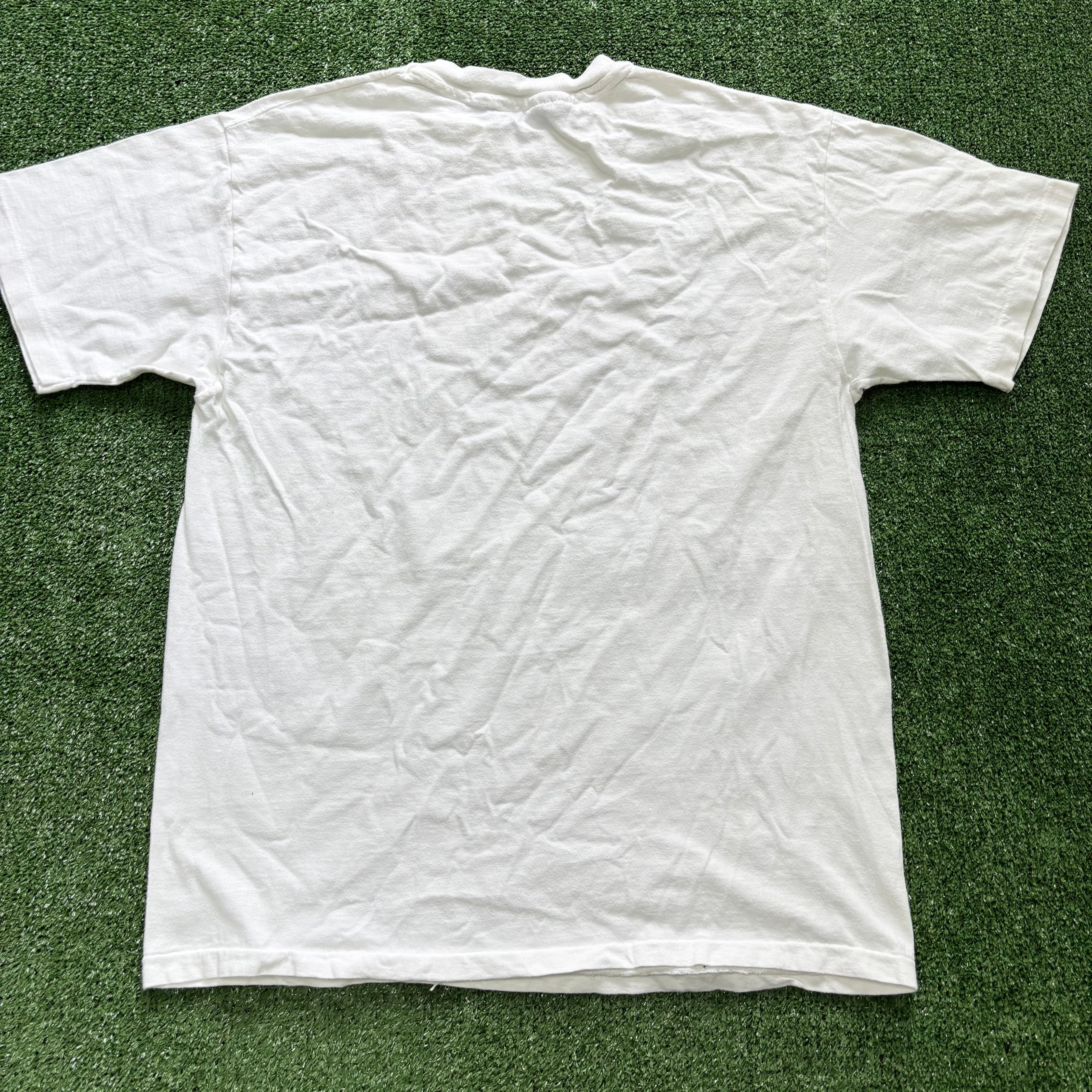 Vintage T Shirt Mens Large White Single Stitch Graphic Print 90s USA Cats