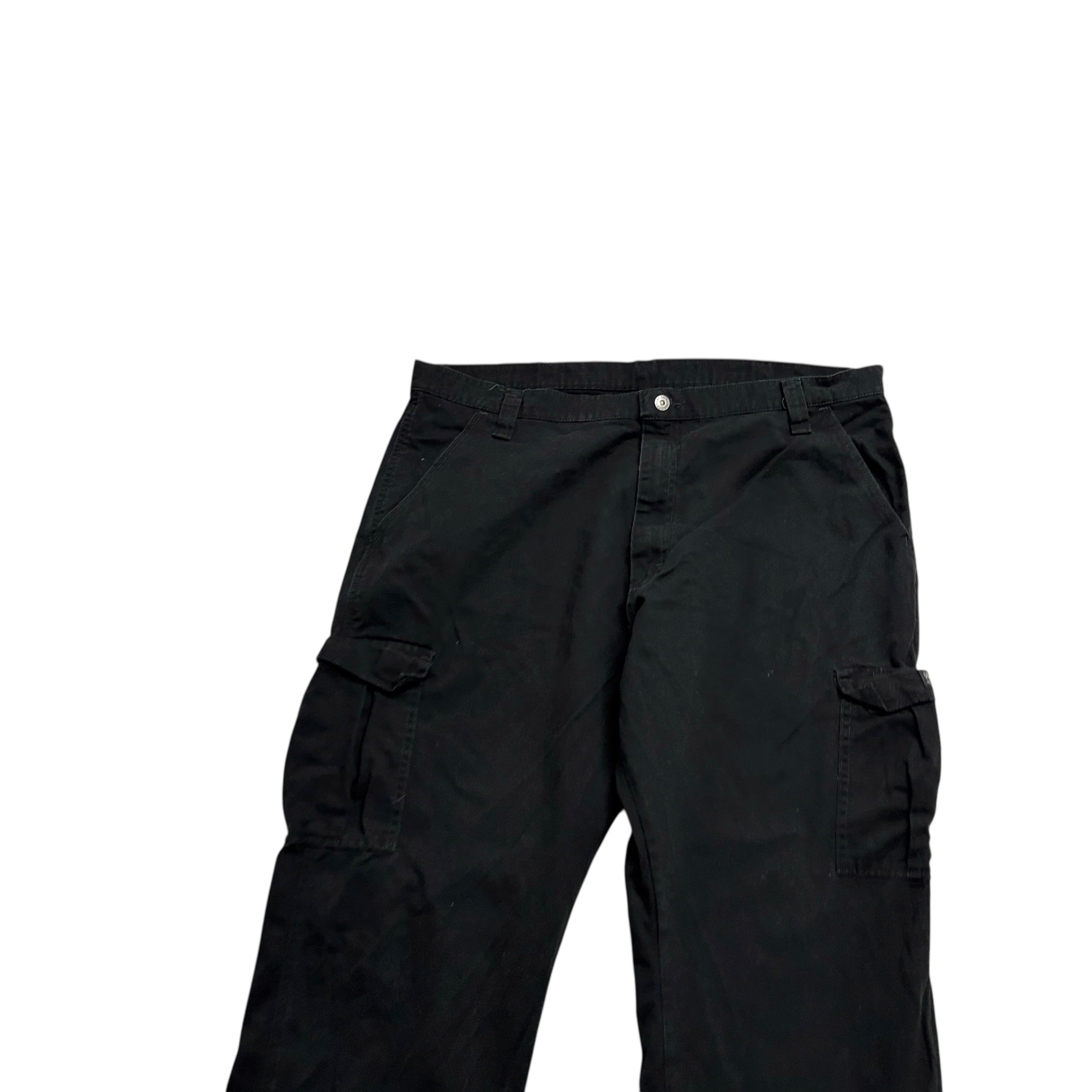 Wrangler Cargo Trousers W40 L30 Mens Black Relaxed Straight Fit Pants (E)