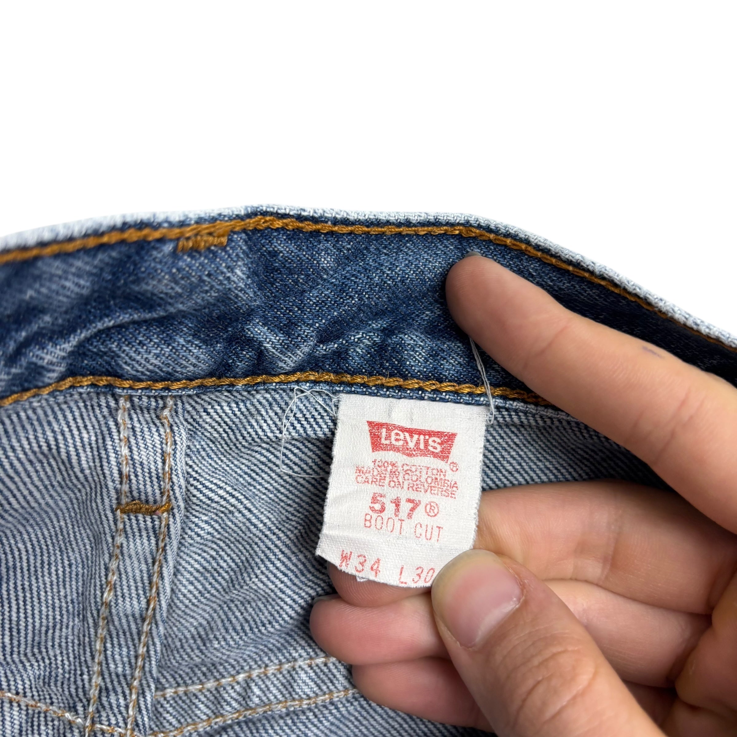 Levis 517 Jeans W33 L30 Mens Mid Blue Regular Bootcut Fit Vintage Denim (E)