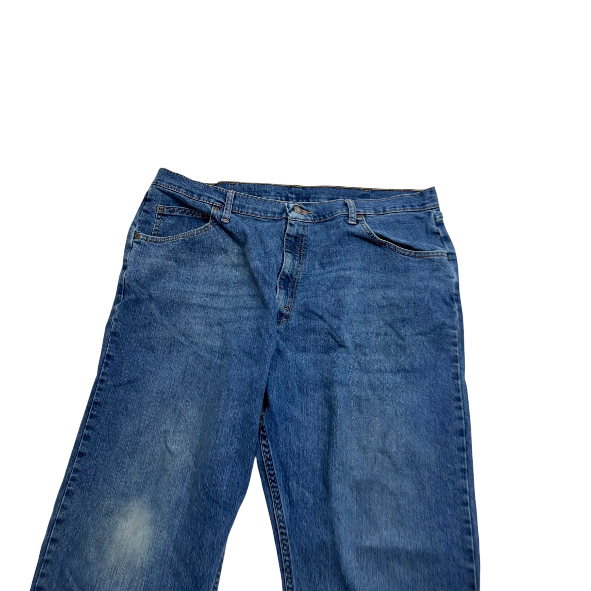 Wrangler Jeans W40 L32 Mens Mid Blue Relaxed Straight Fit Stretch Denim (F)