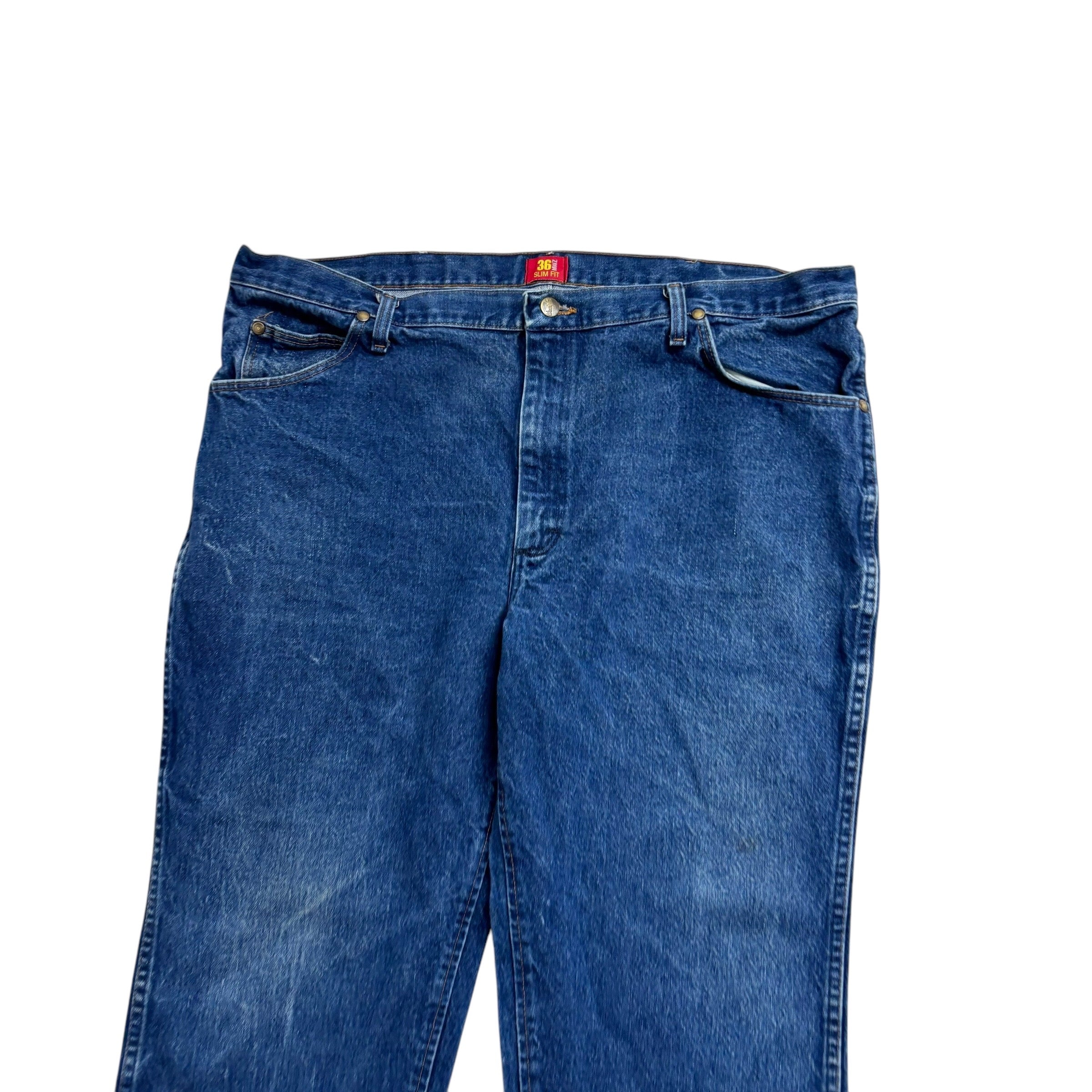 Wrangler Jeans Cowboy Cut W42 L32 Mens Mid Blue 36MWZ Slim Fit Denim