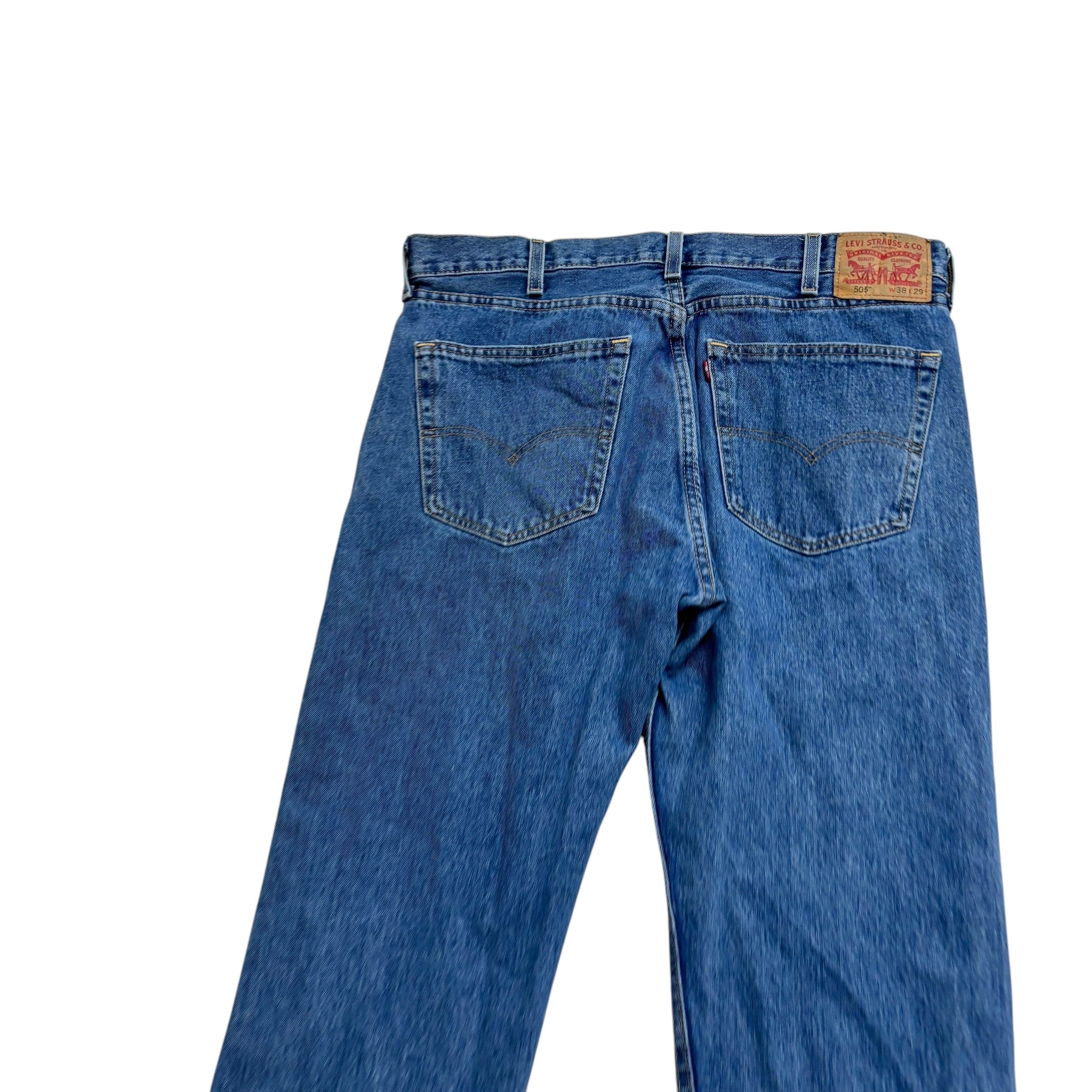 Levis 505 Jeans W38 L29 Mens Mid Blue Regular Straight Fit Denim