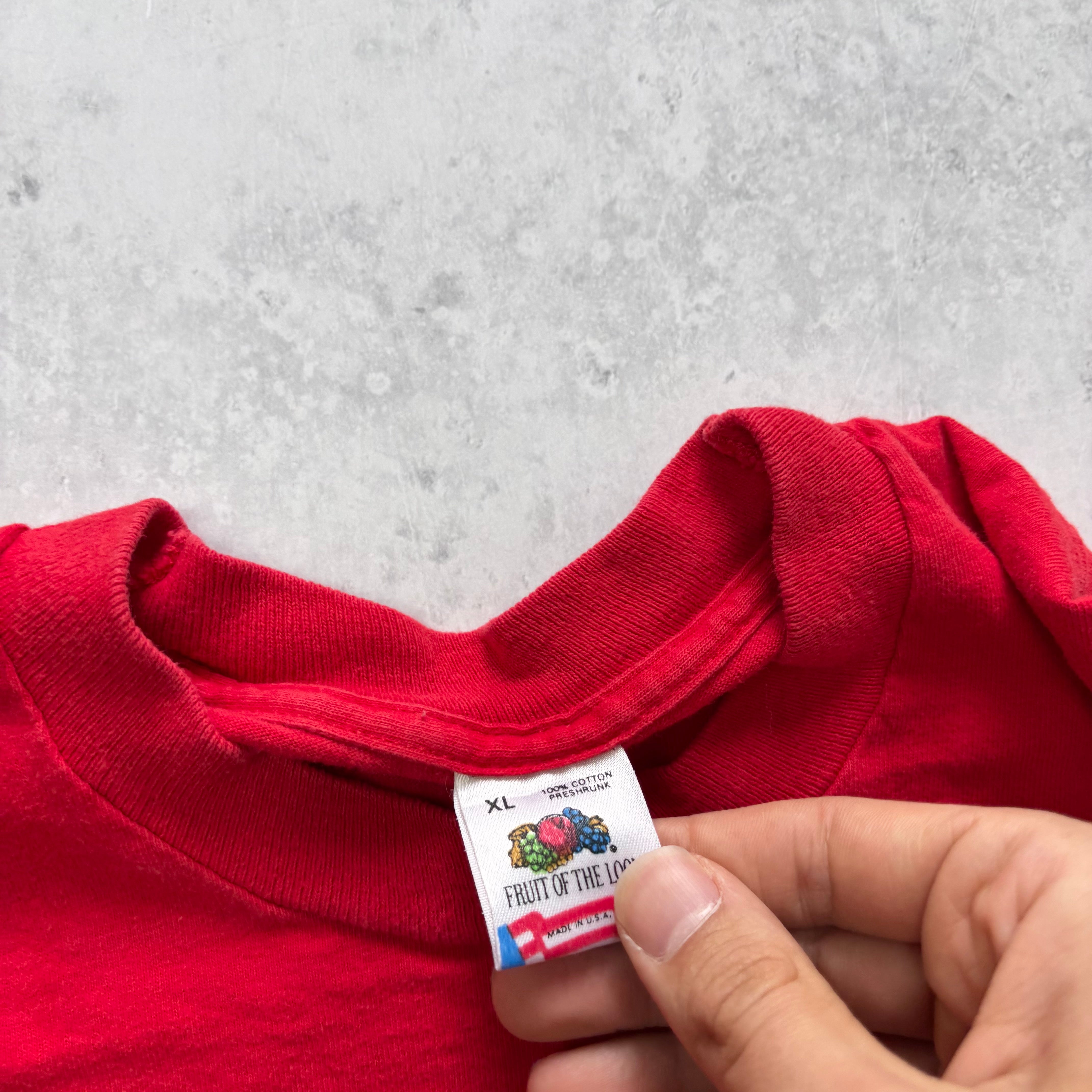 Vintage T Shirt Mens Large Red Single Stitch Graphic Print 90s USA (E)