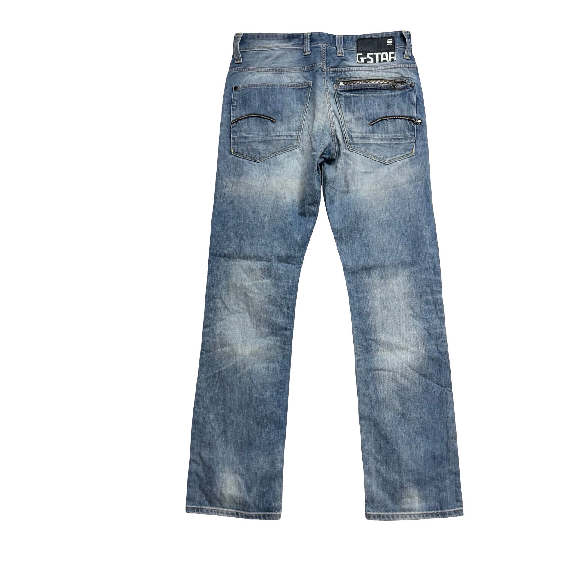 G Star Raw Attacc Jeans W31 L32 Mens Mid Blue Regular Straight Fit Denim (E)